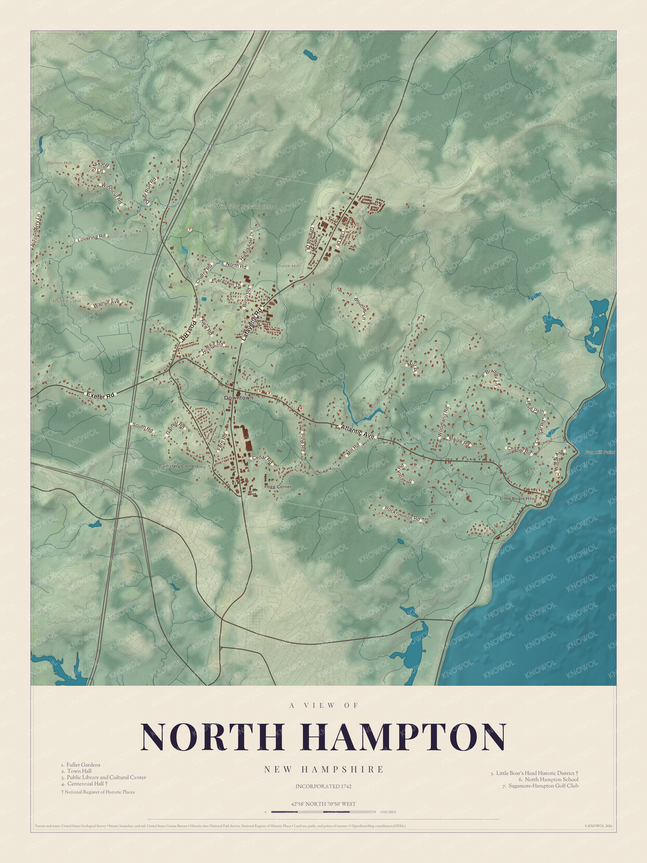 Watermarked full-map preview of North Hampton, New Hampshire