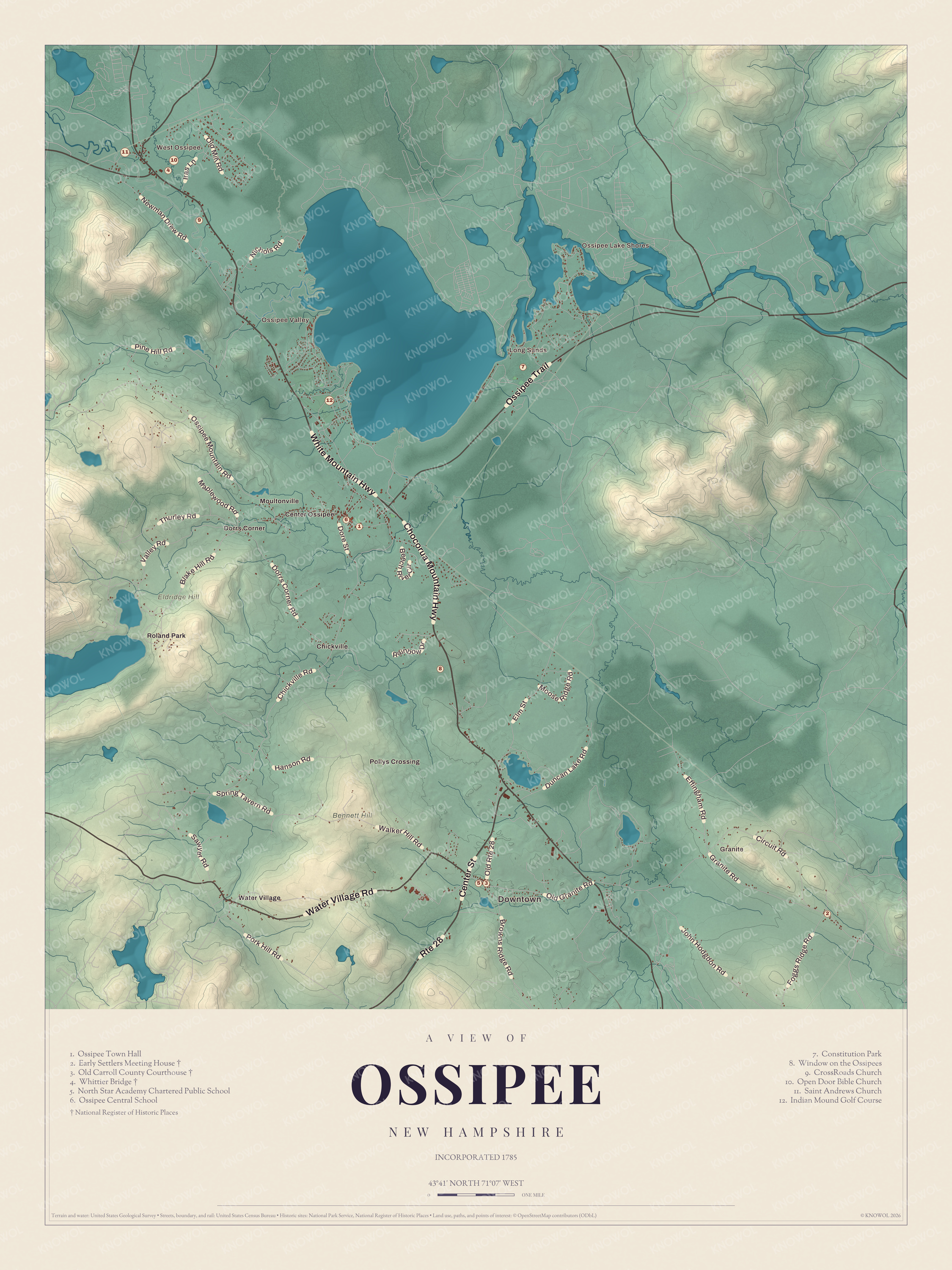 Watermarked full-map preview of Ossipee, New Hampshire