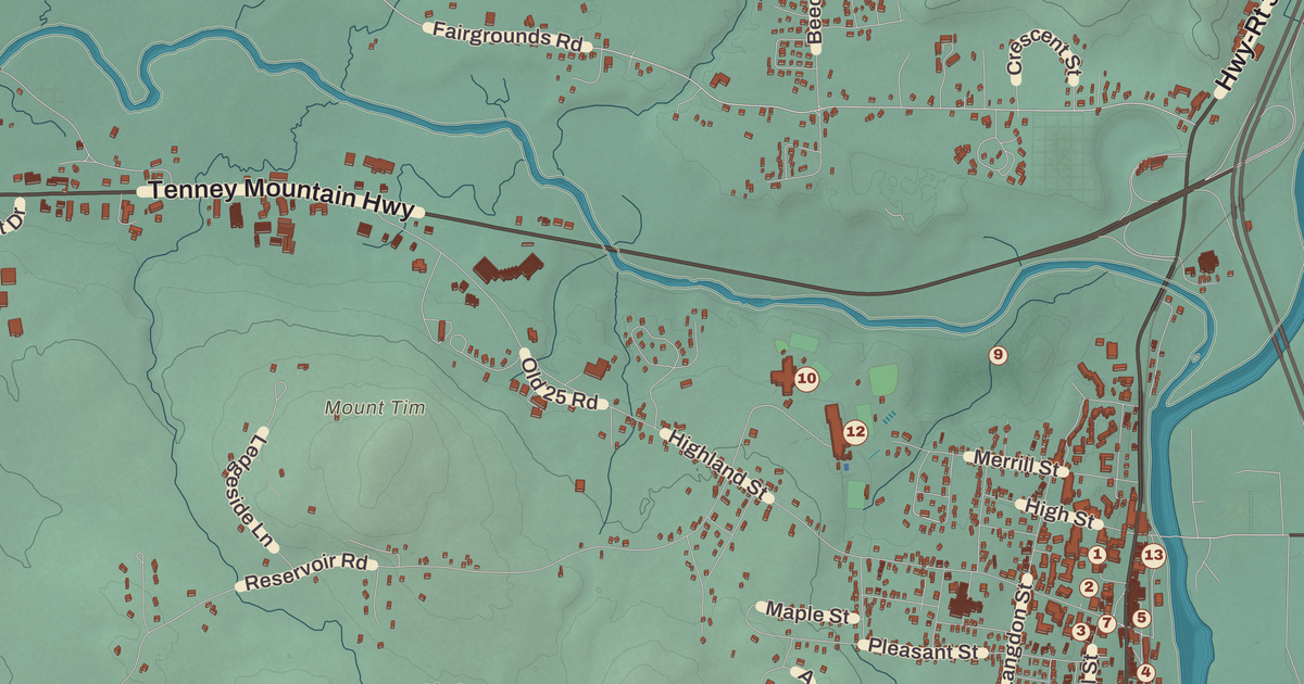 Map of Plymouth, New Hampshire in 2026
