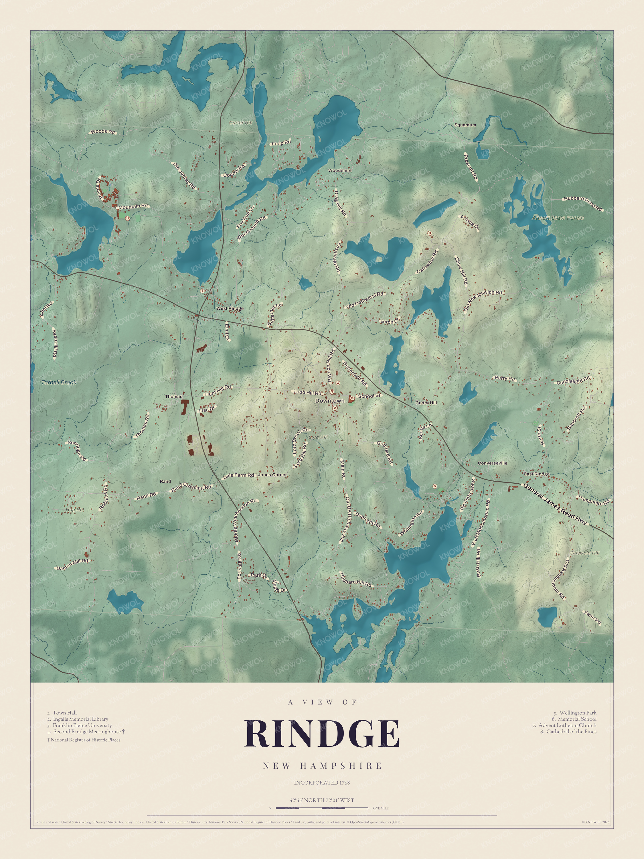 Watermarked full-map preview of Rindge, New Hampshire