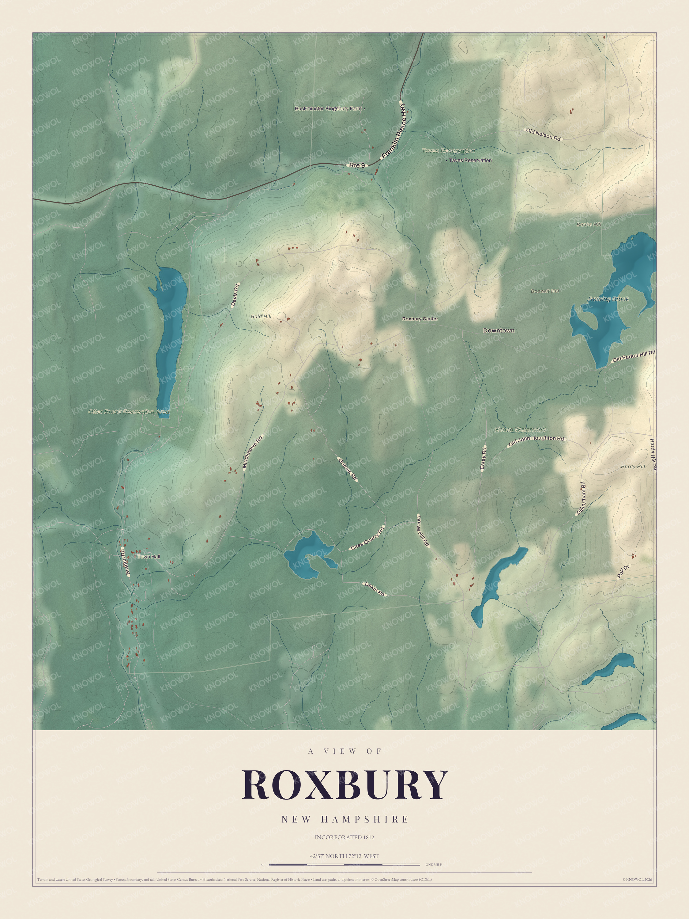Watermarked full-map preview of Roxbury, New Hampshire