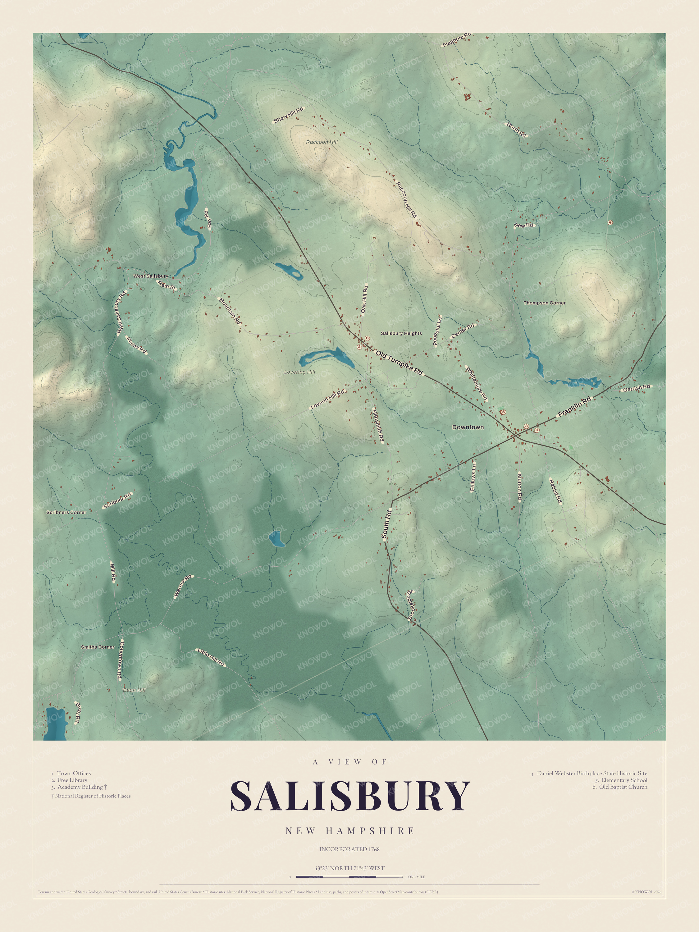 Watermarked full-map preview of Salisbury, New Hampshire