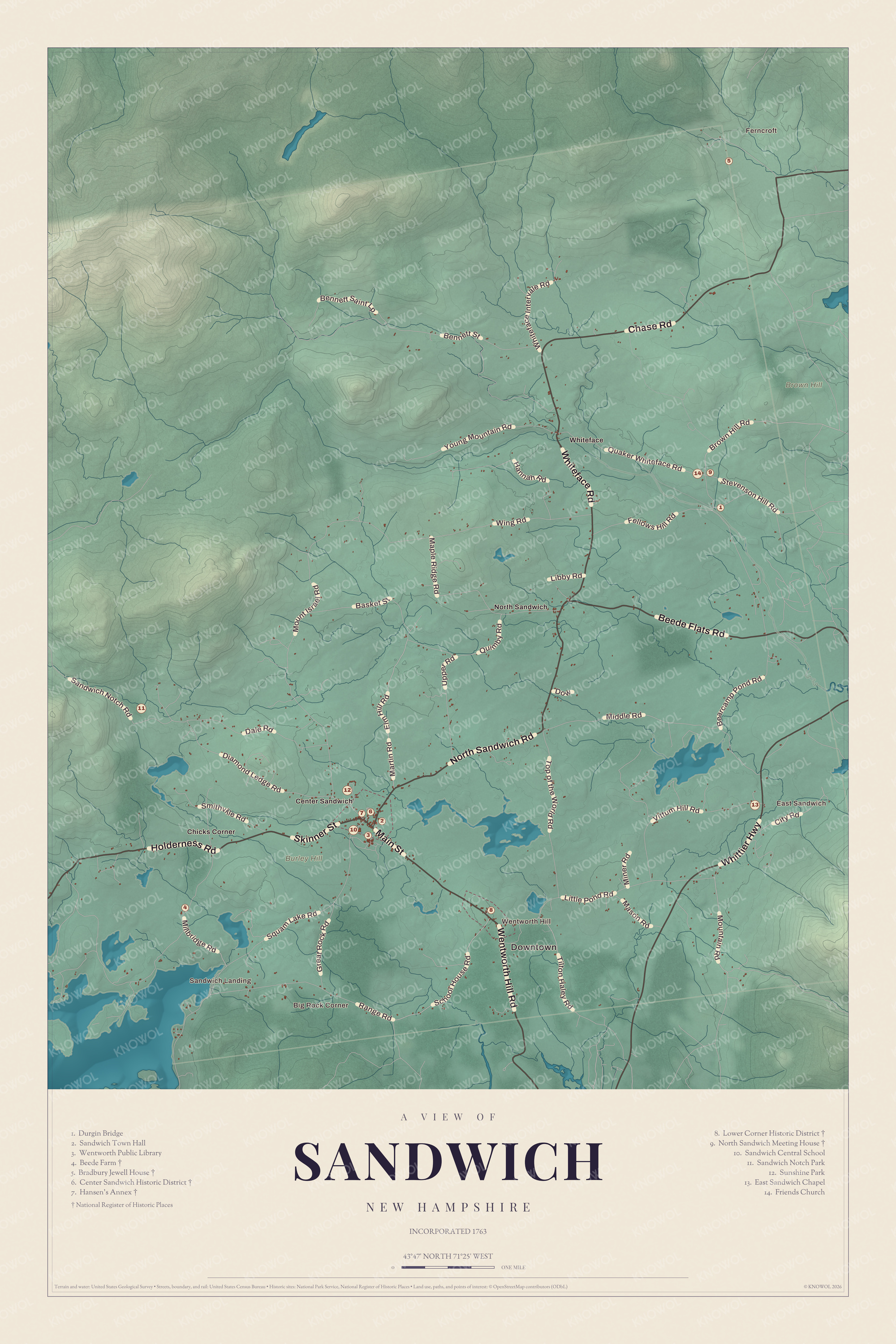Watermarked full-map preview of Sandwich, New Hampshire