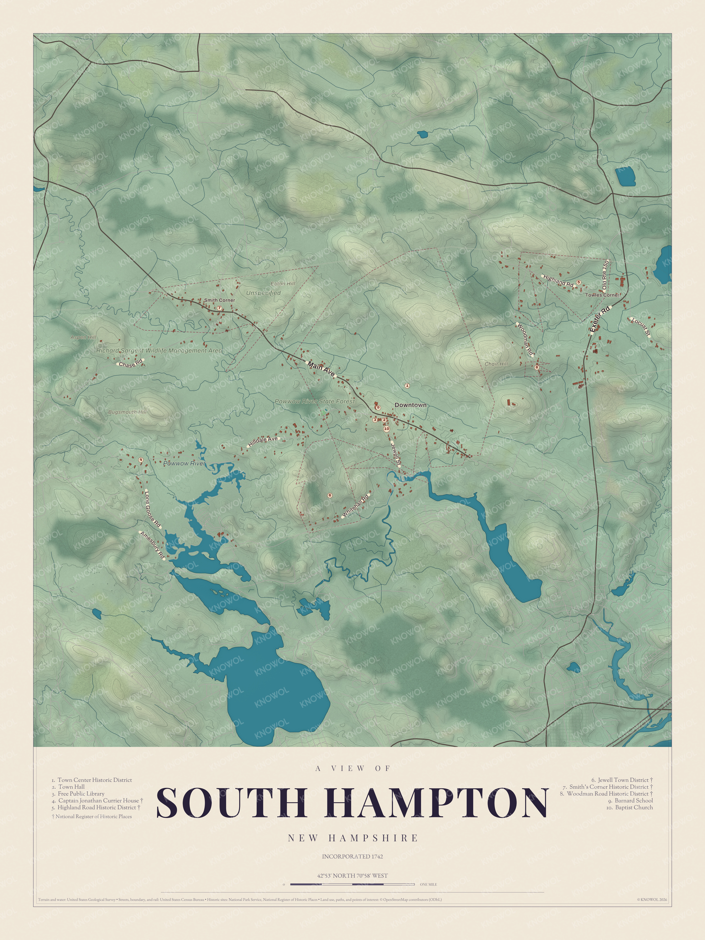 Watermarked full-map preview of South Hampton, New Hampshire
