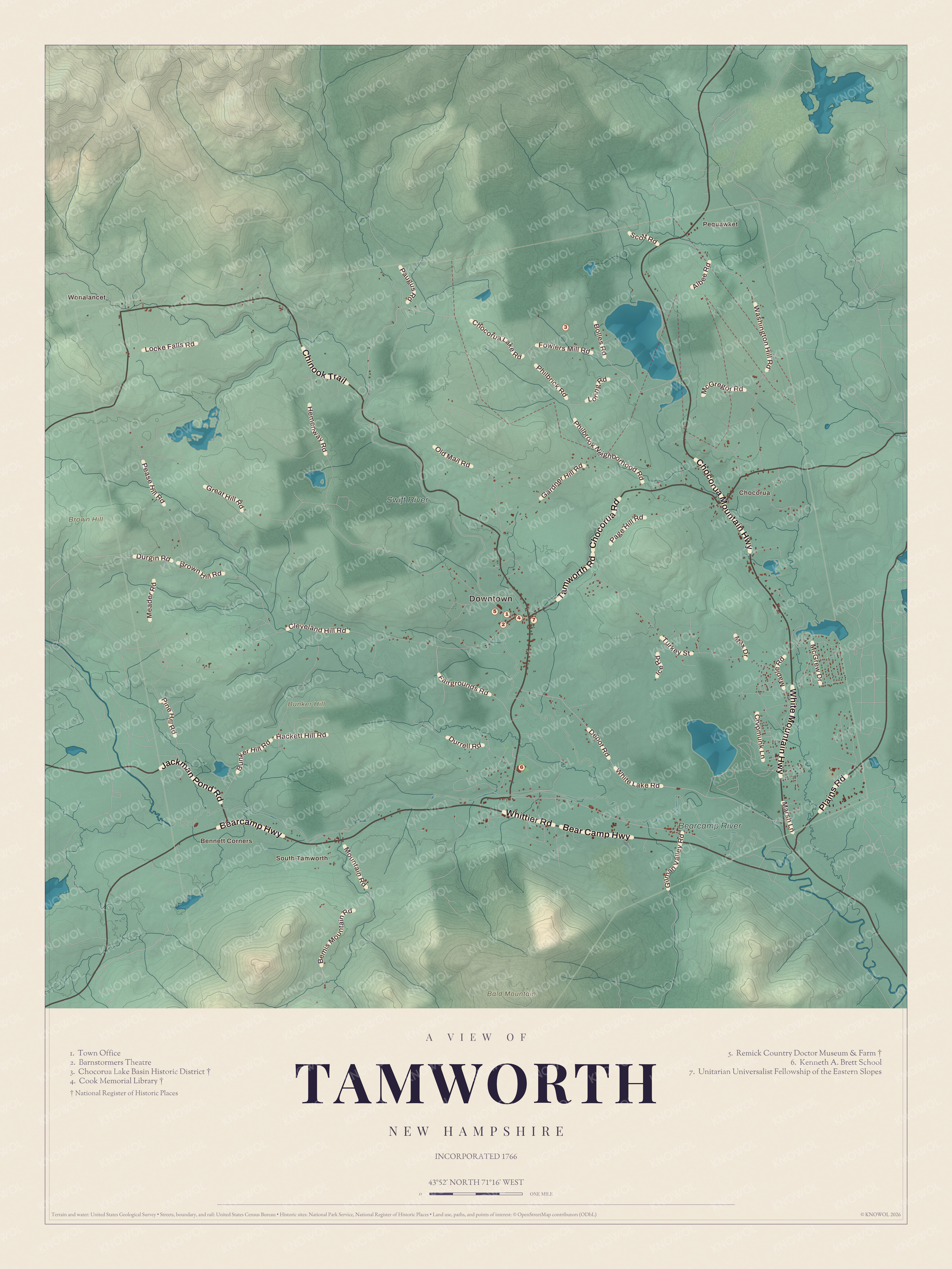 Watermarked full-map preview of Tamworth, New Hampshire