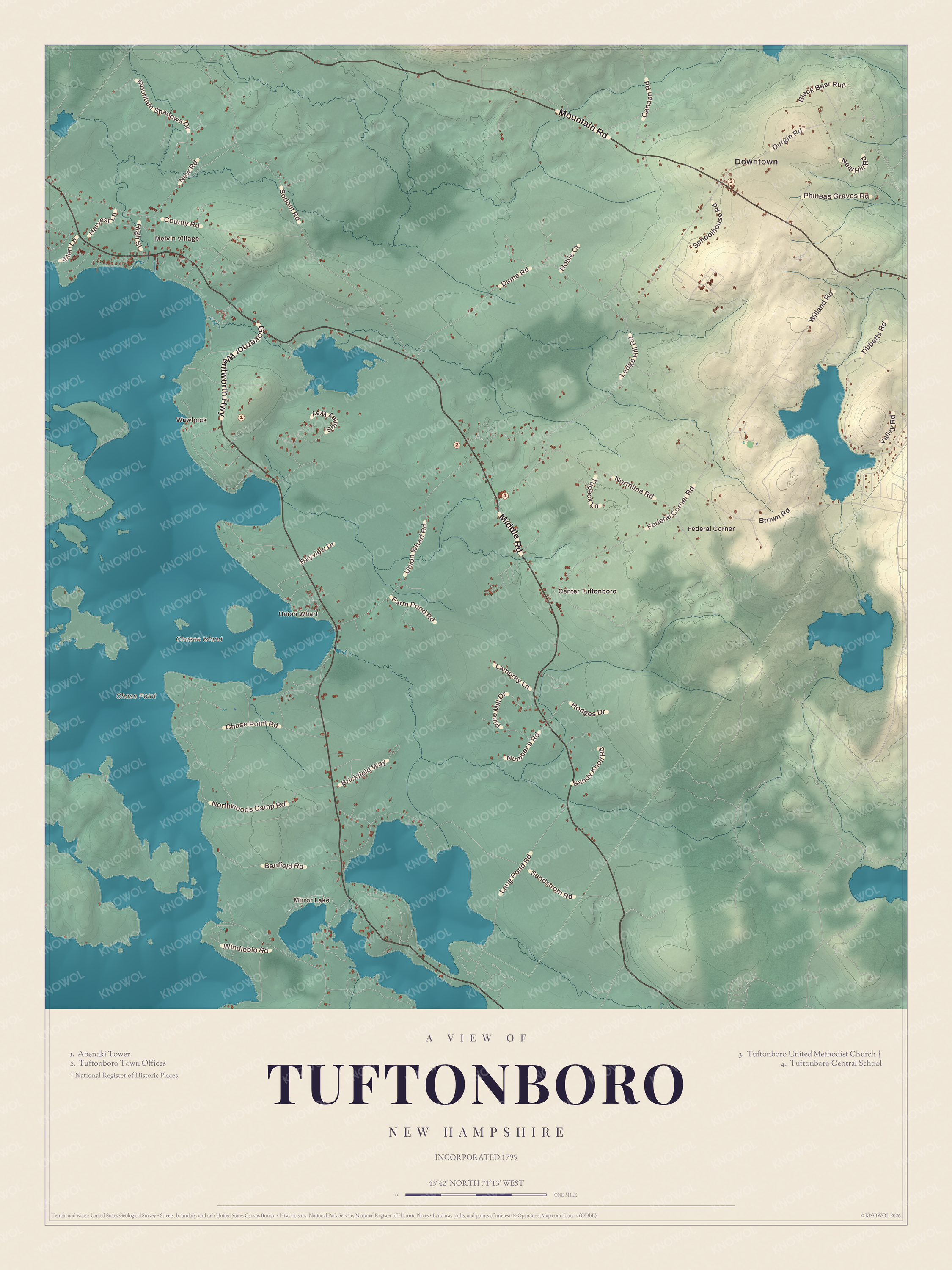 Watermarked full-map preview of Tuftonboro, New Hampshire