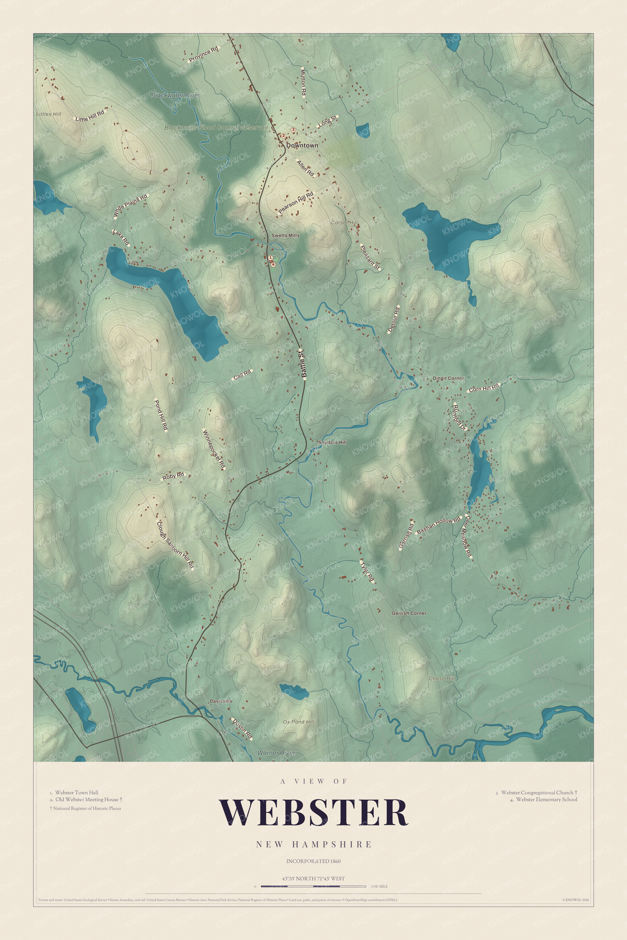 Watermarked full-map preview of Webster, New Hampshire