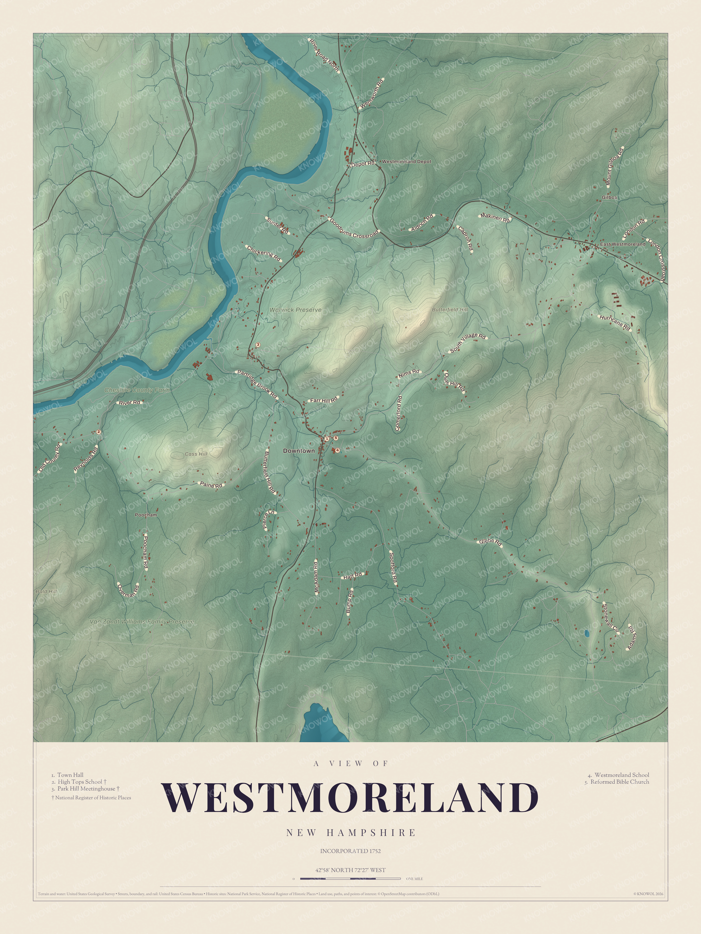 Watermarked full-map preview of Westmoreland, New Hampshire