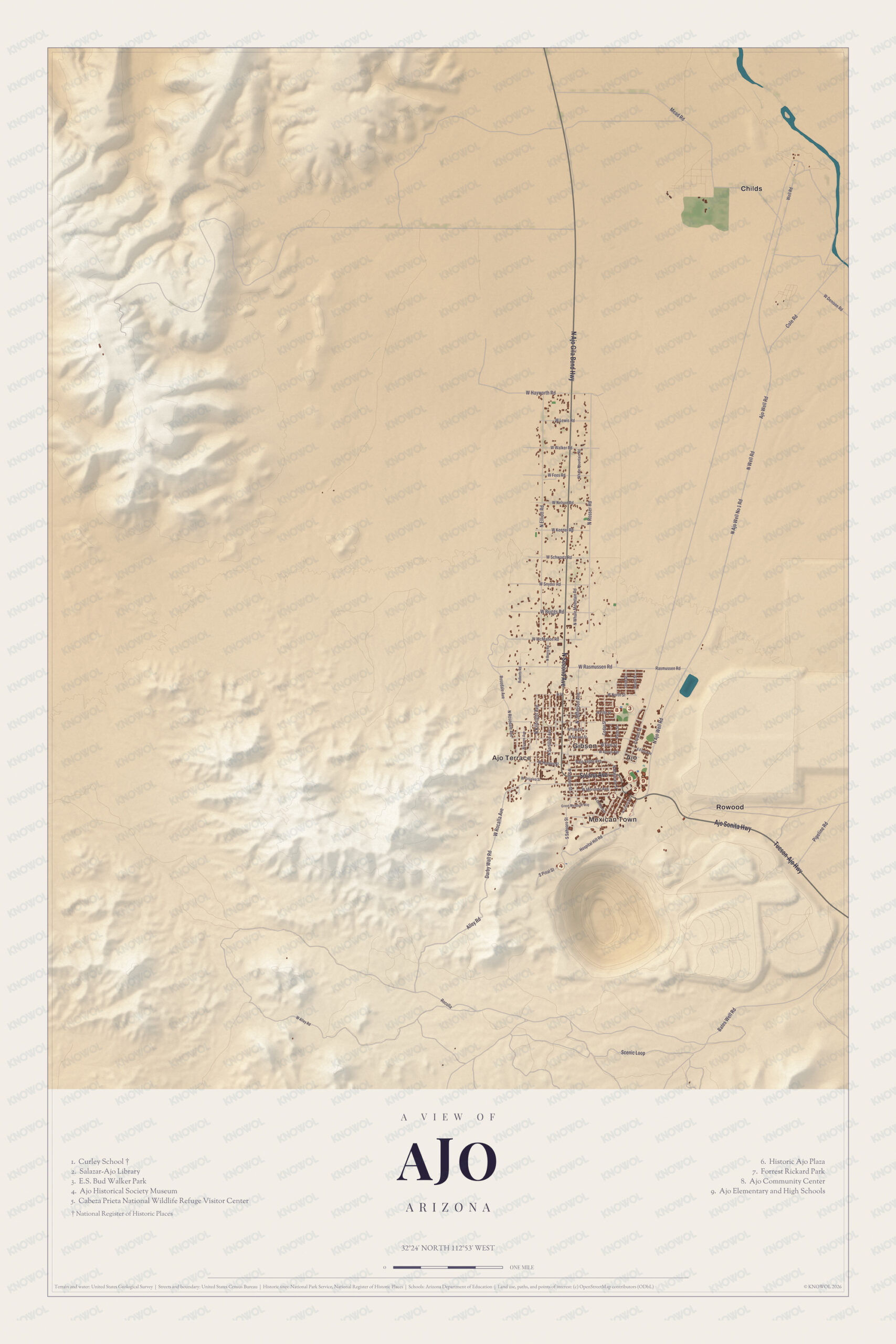 Map of Ajo, Arizona