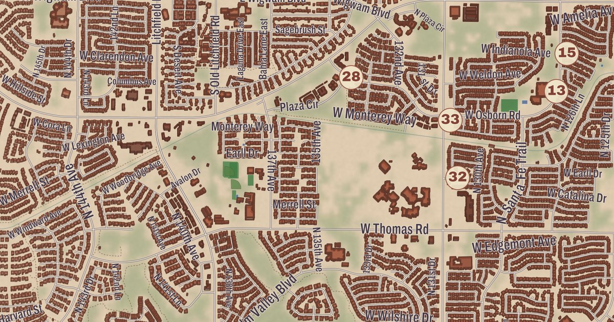 Beautifully Detailed Map of Avondale, Arizona