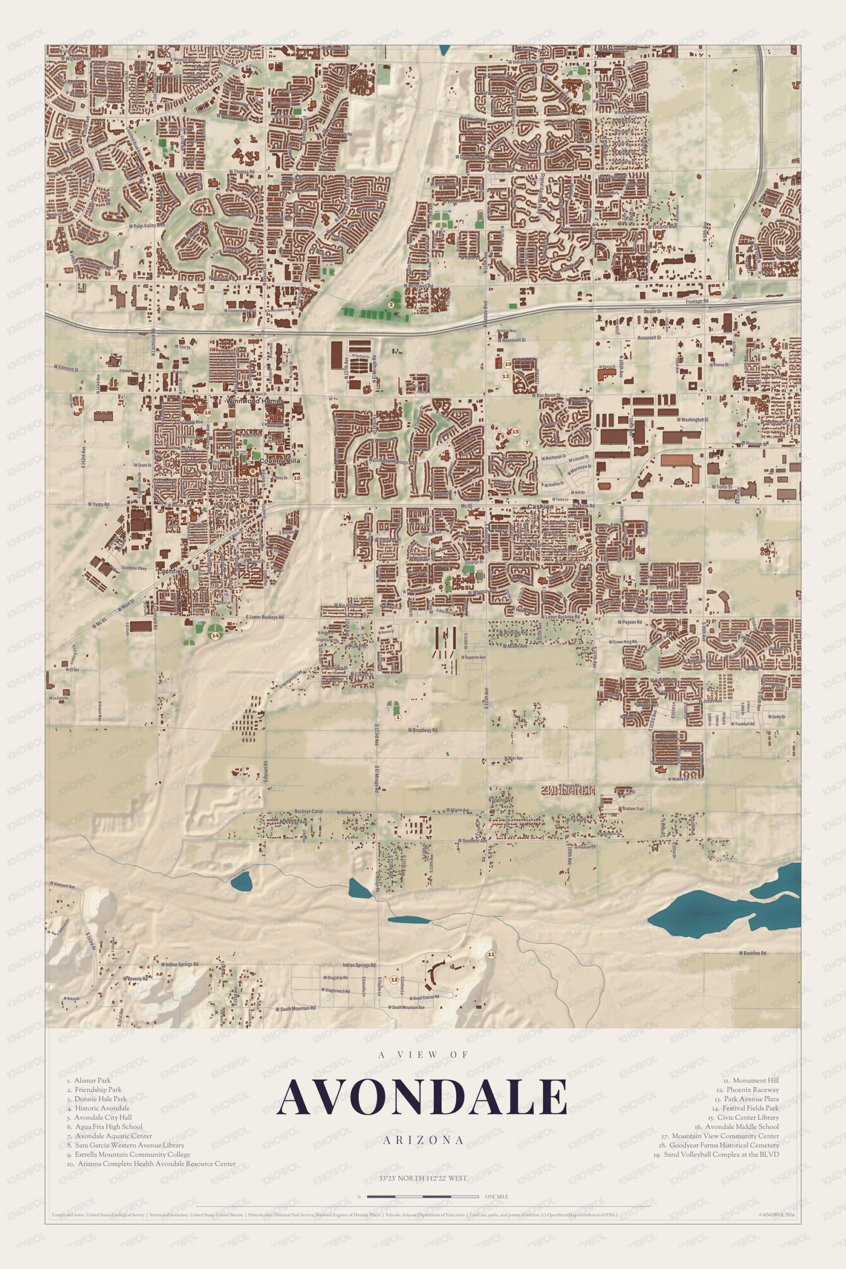 Map of Avondale, Arizona