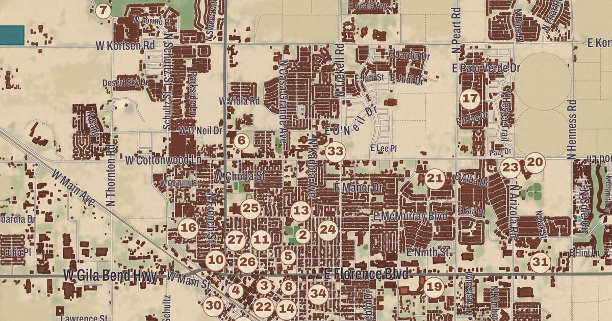 Beautifully Detailed Map of Casa Grande, Arizona