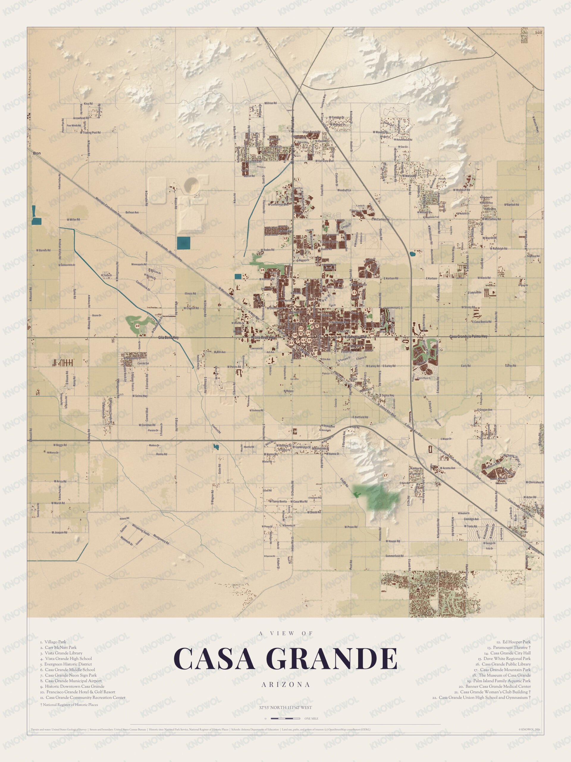 Map of Casa Grande, Arizona