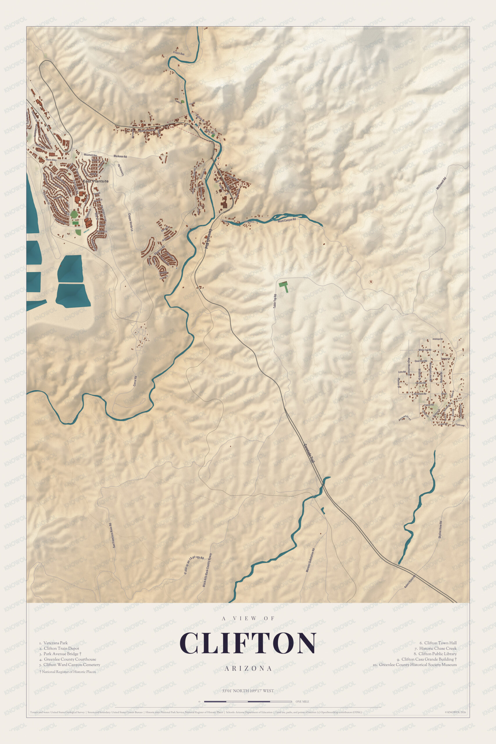 Map of Clifton, Arizona