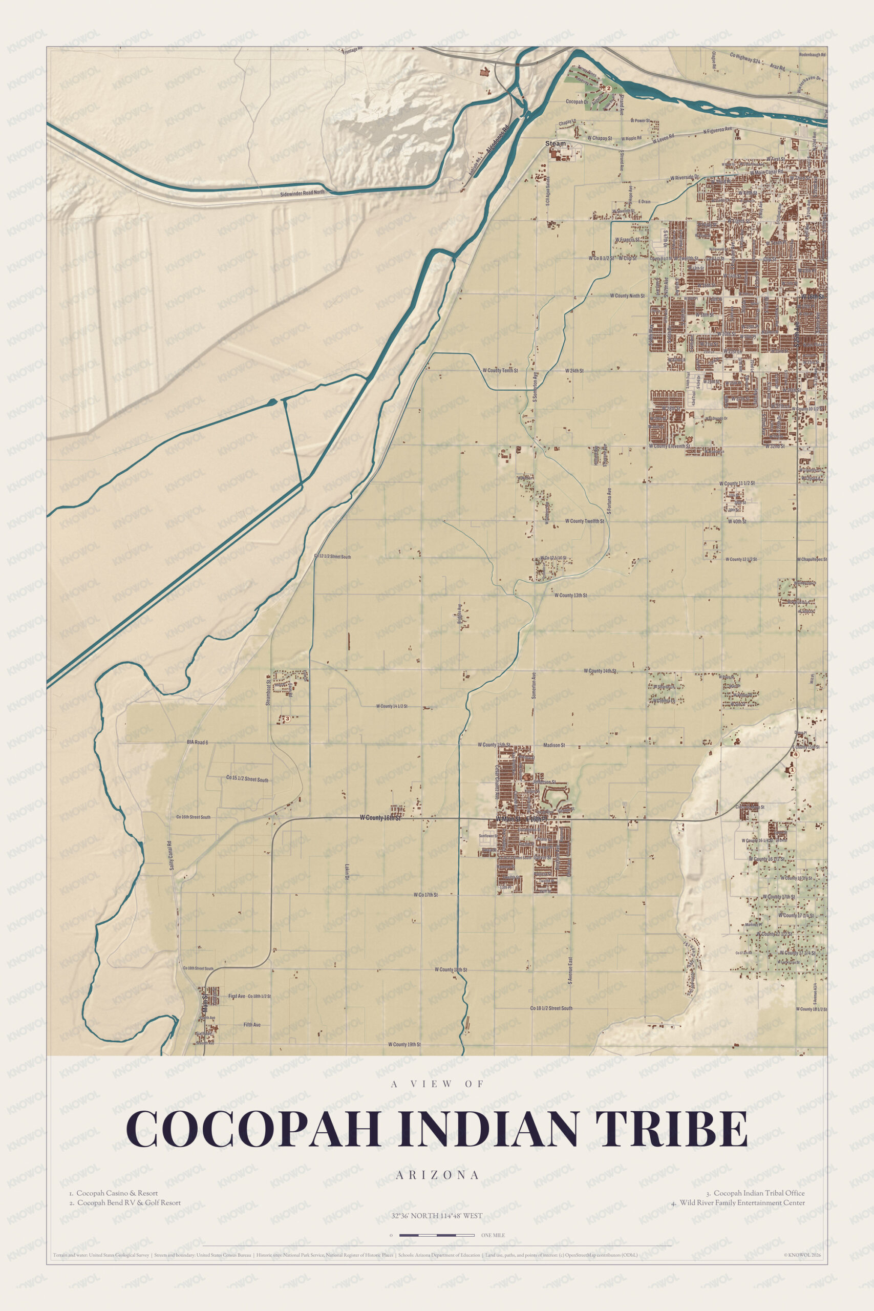 Map of Cocopah Indian Tribe, Arizona