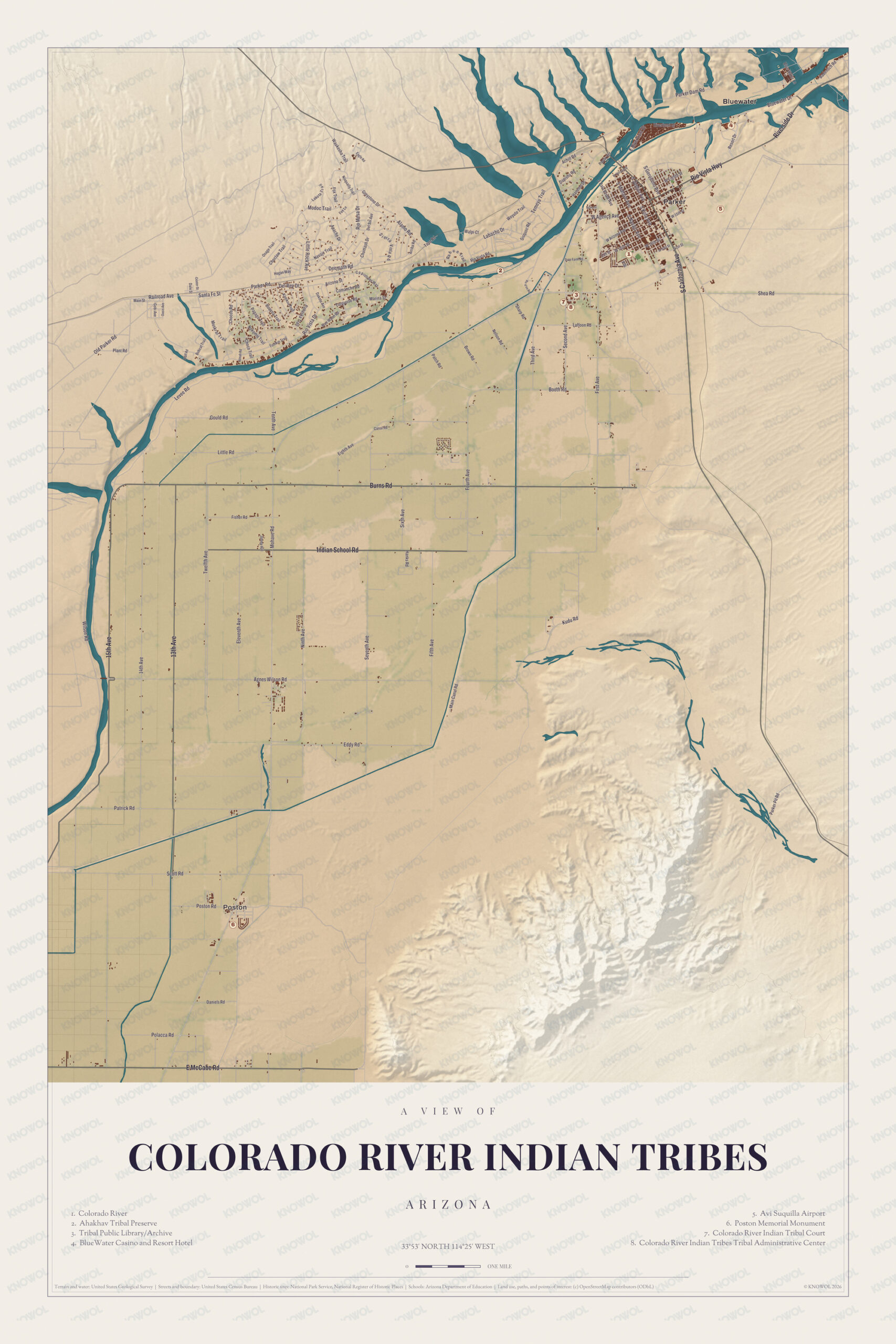 Map of Colorado River Indian Tribes, Arizona