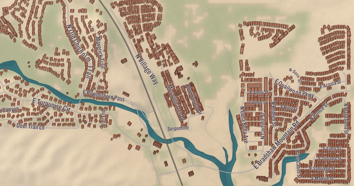 Beautifully Detailed Map of Dewey-Humboldt, Arizona