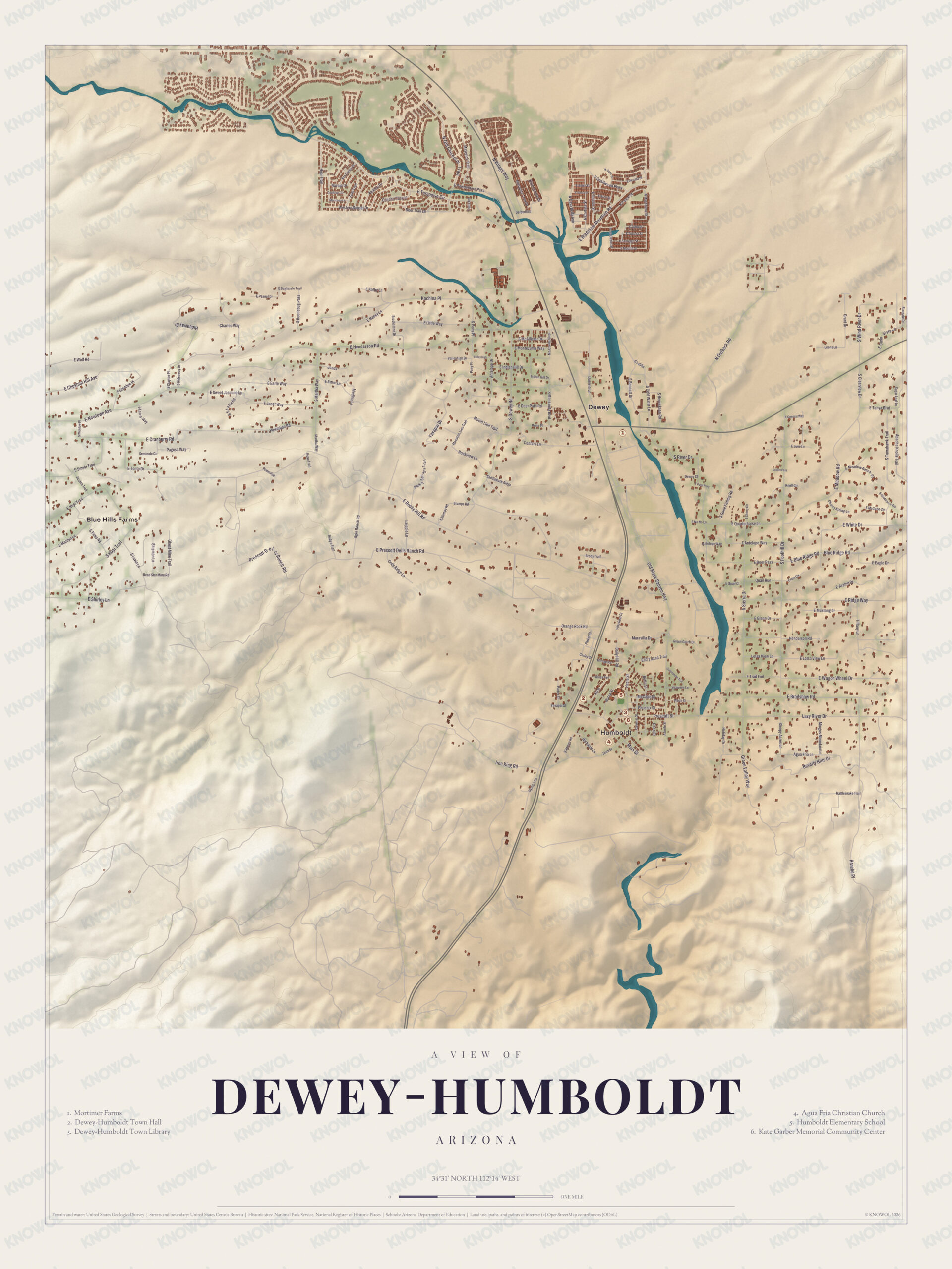 Map of Dewey-Humboldt, Arizona