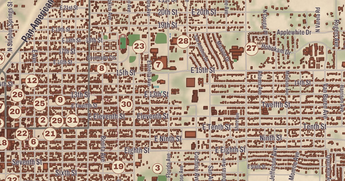 Beautifully Detailed Map of Douglas, Arizona
