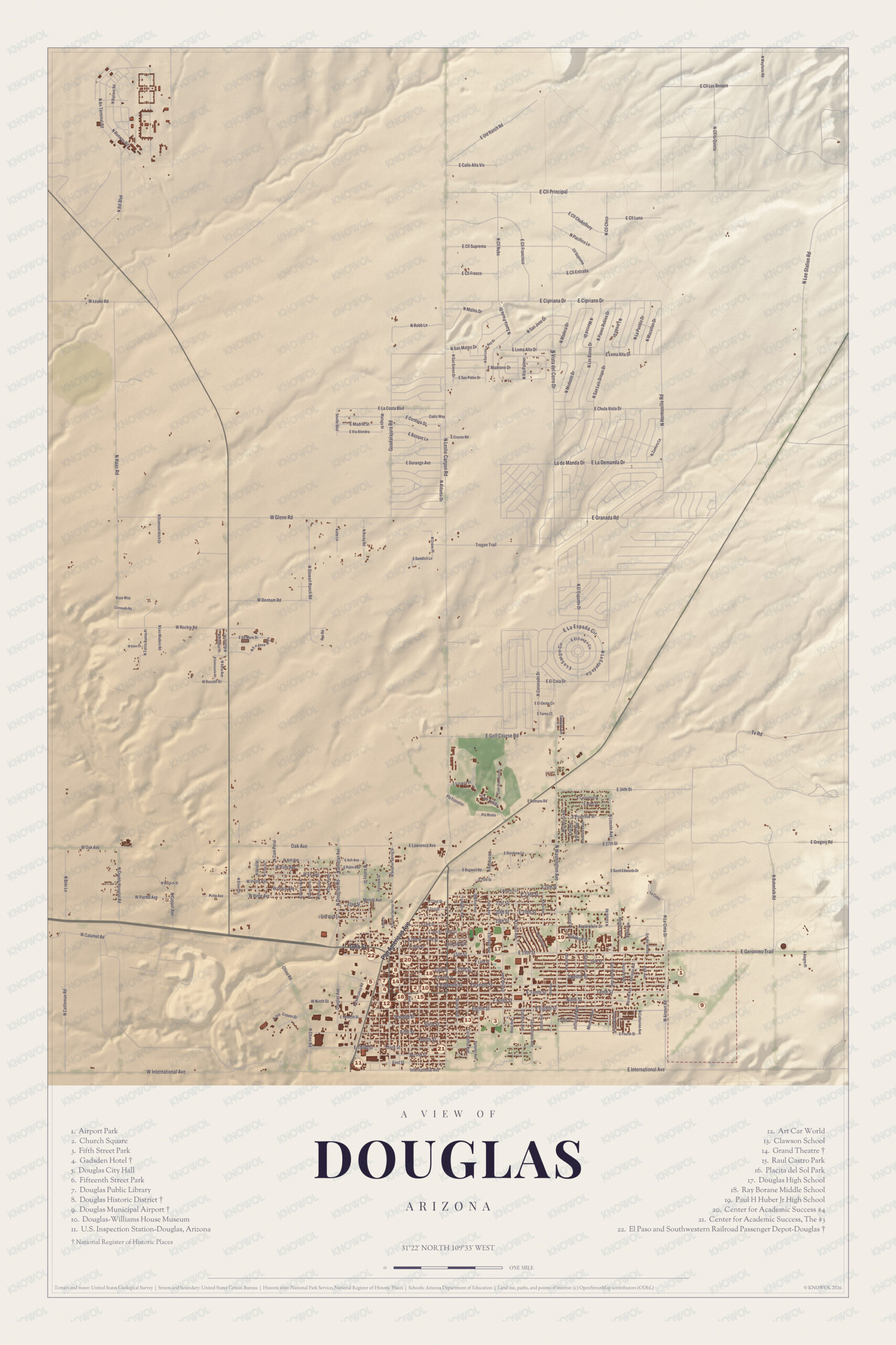 Map of Douglas, Arizona