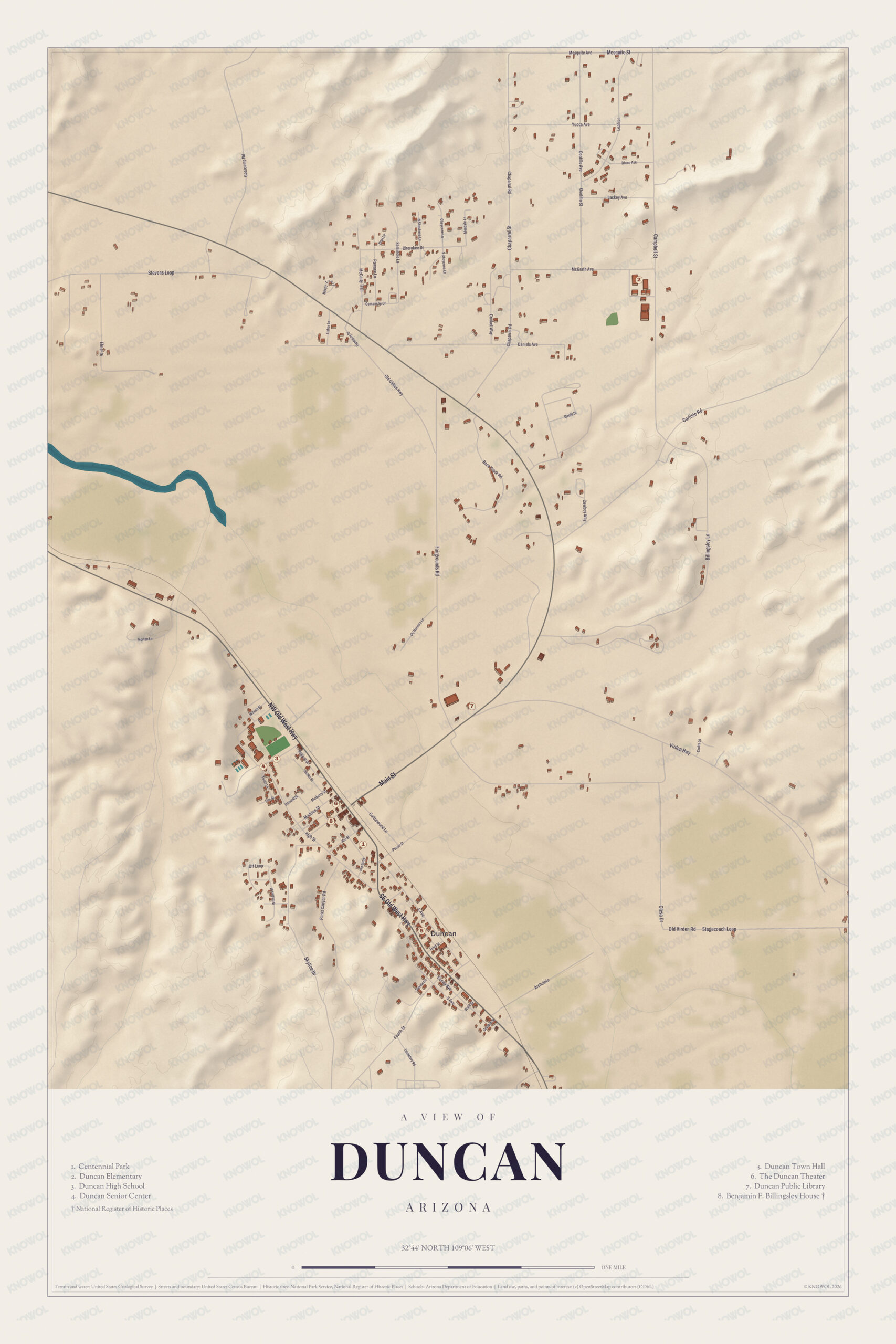 Map of Duncan, Arizona