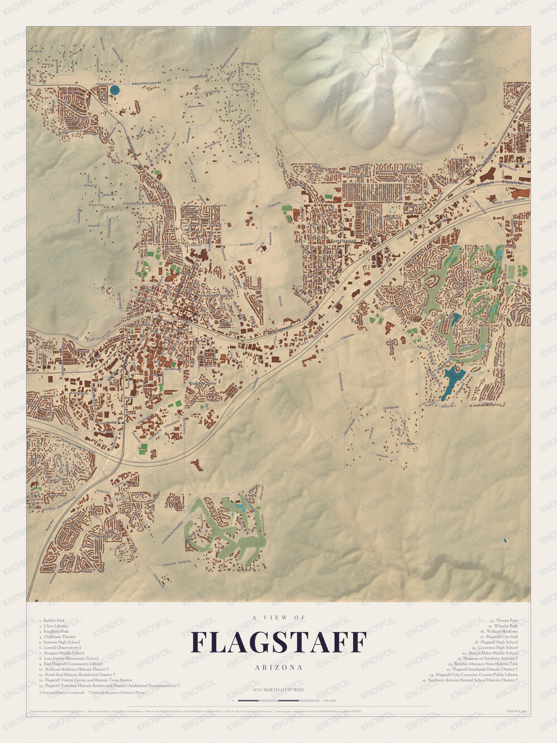Map of Flagstaff, Arizona