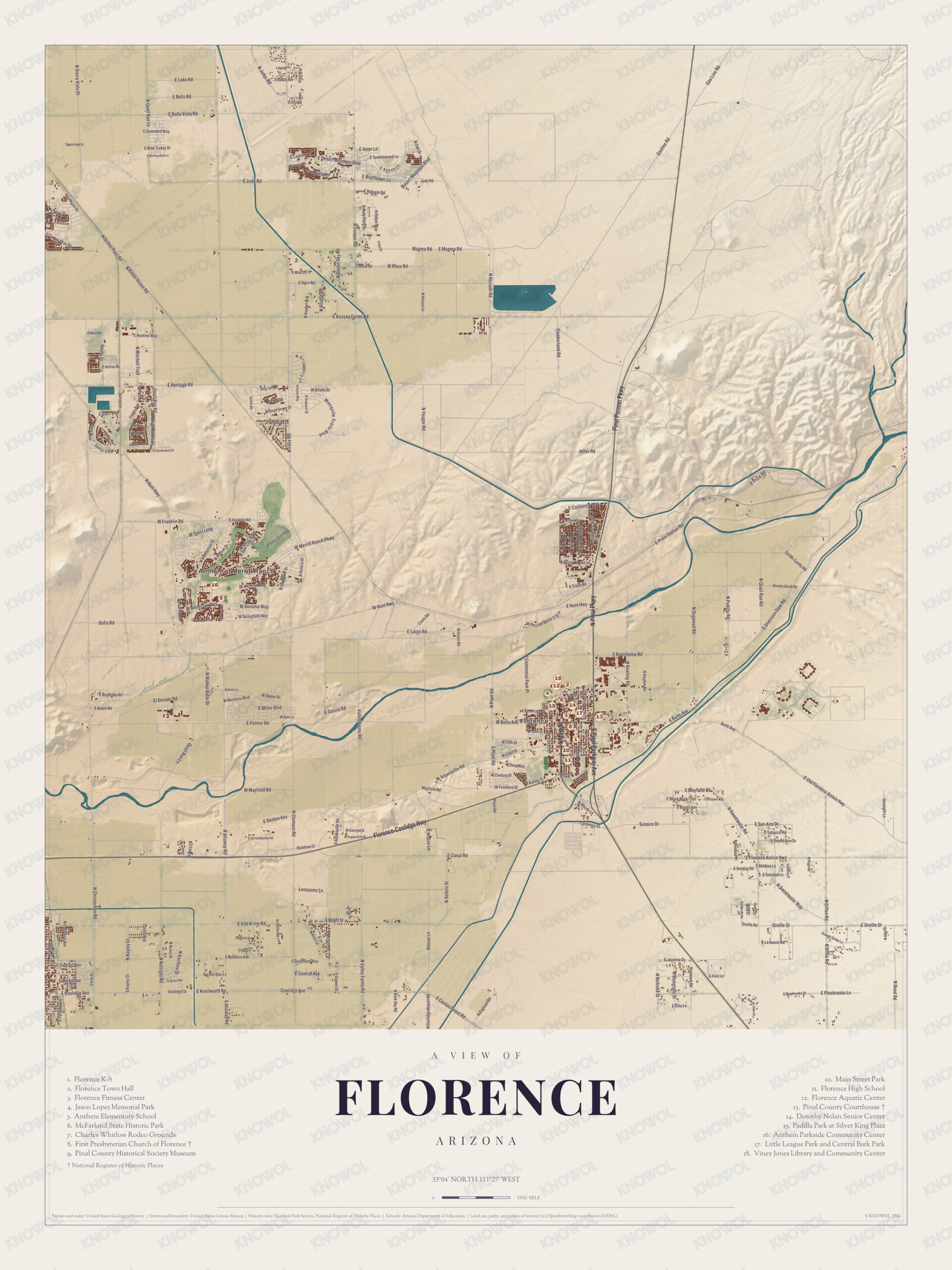 Map of Florence, Arizona