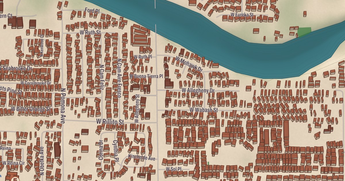 Beautifully Detailed Map of Flowing Wells, Arizona