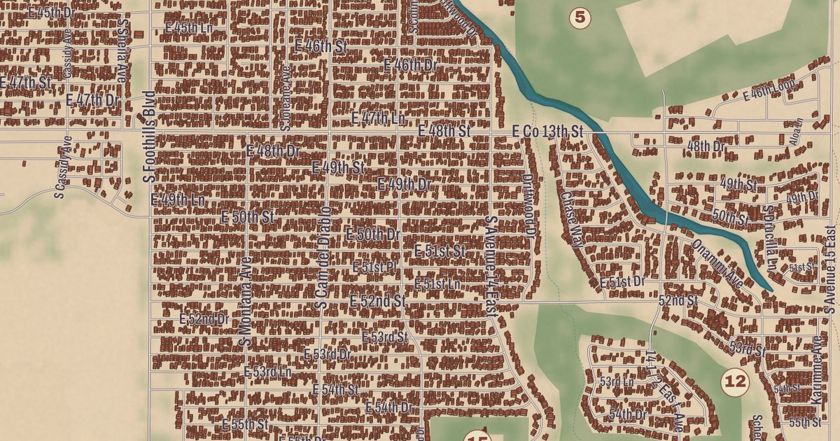Beautifully Detailed Map of Fortuna Foothills, Arizona