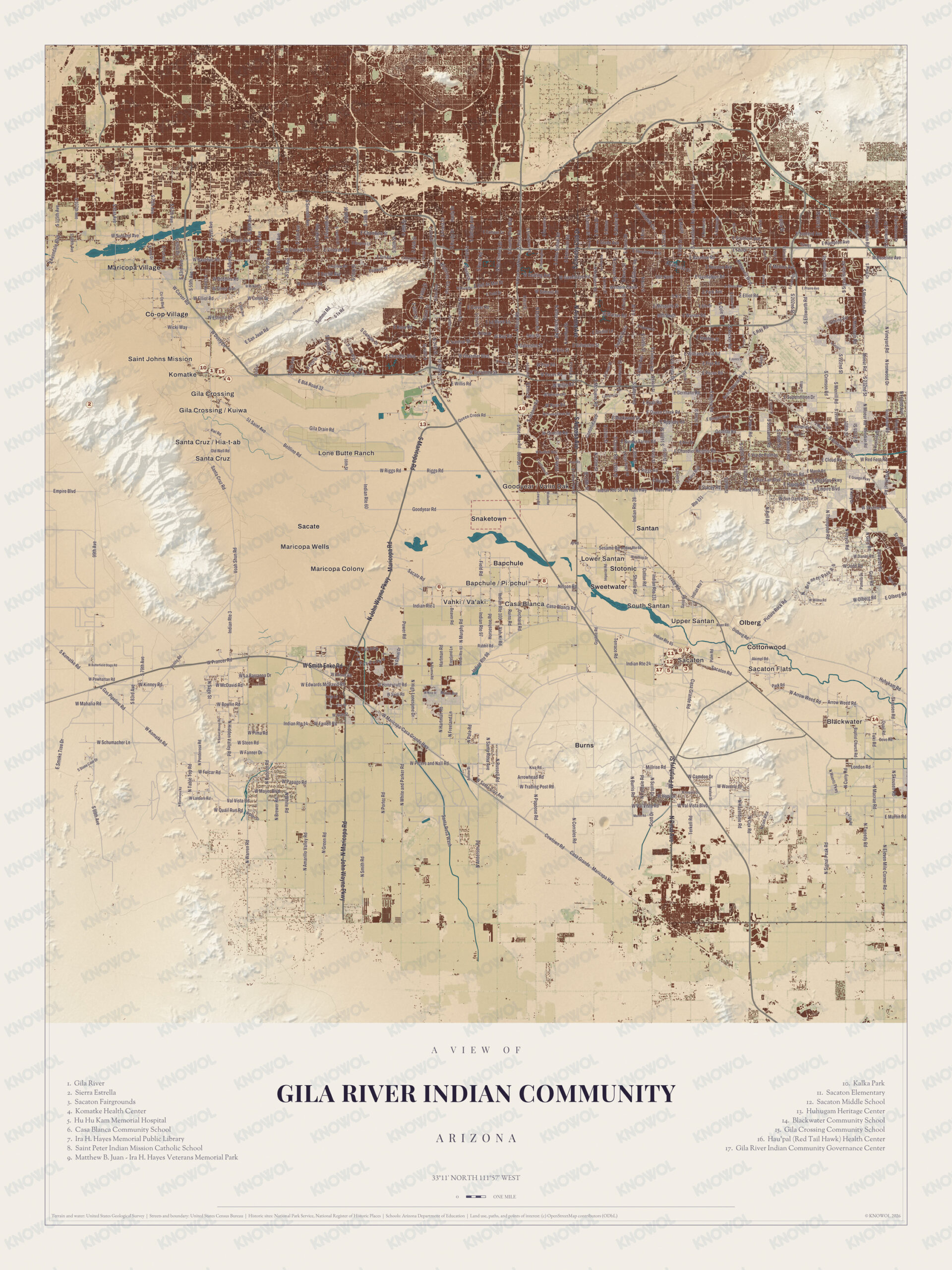 Map of Gila River Indian Community, Arizona