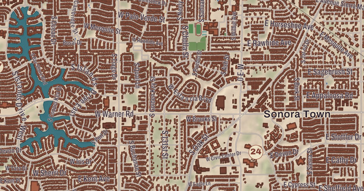 Beautifully Detailed Map of Gilbert, Arizona