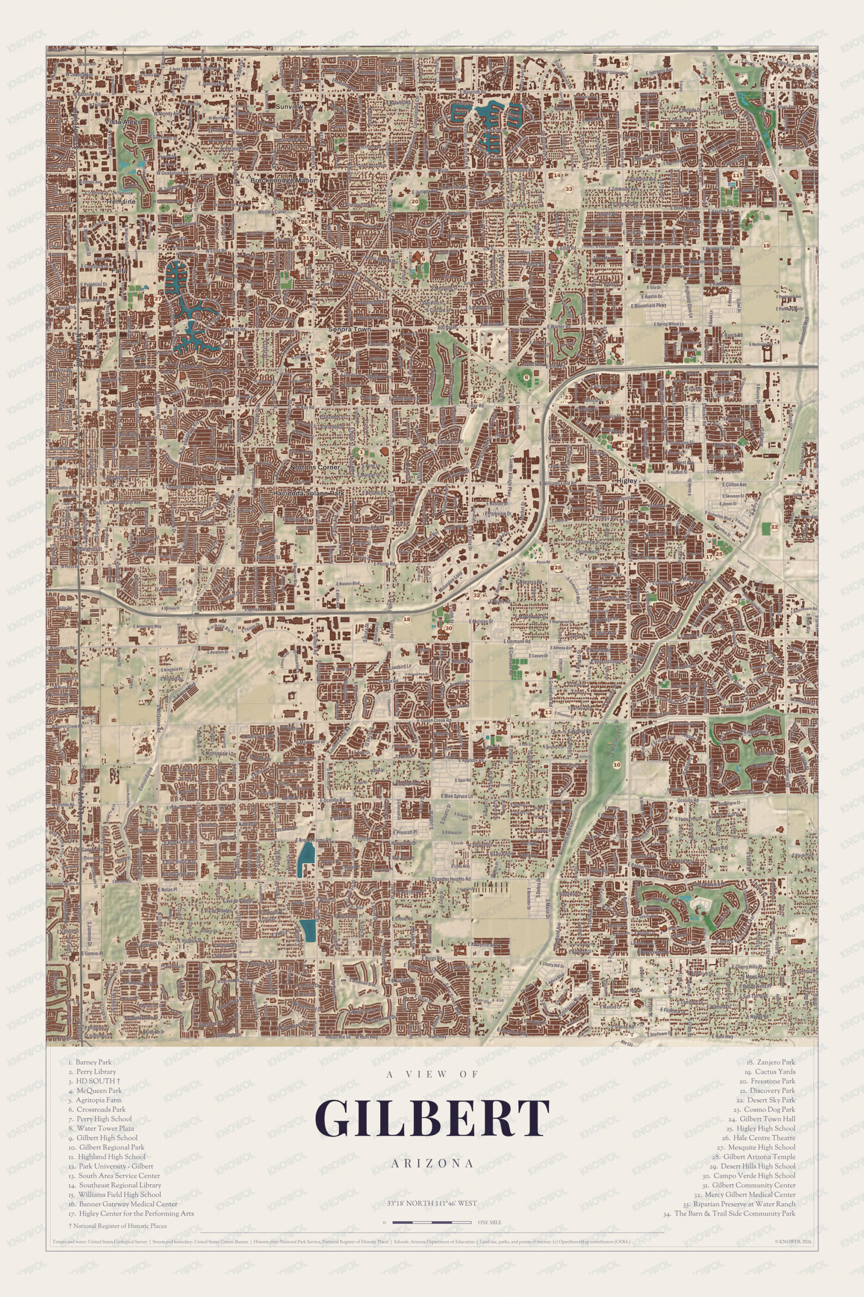 Map of Gilbert, Arizona