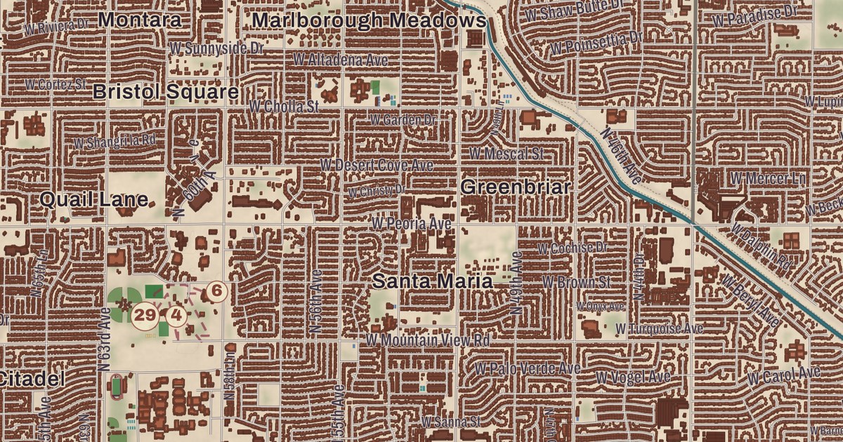 Beautifully Detailed Map of Glendale, Arizona