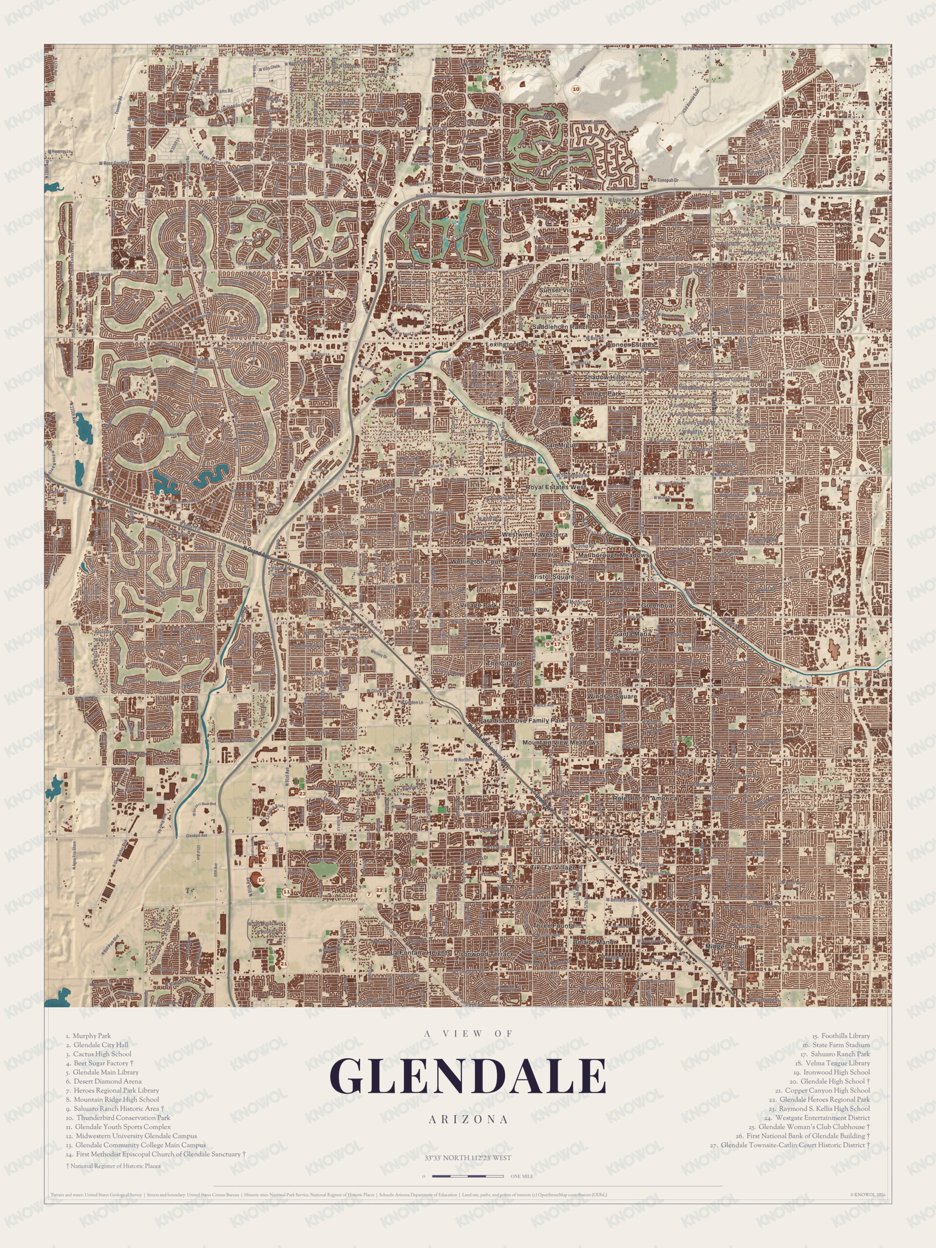 Map of Glendale, Arizona