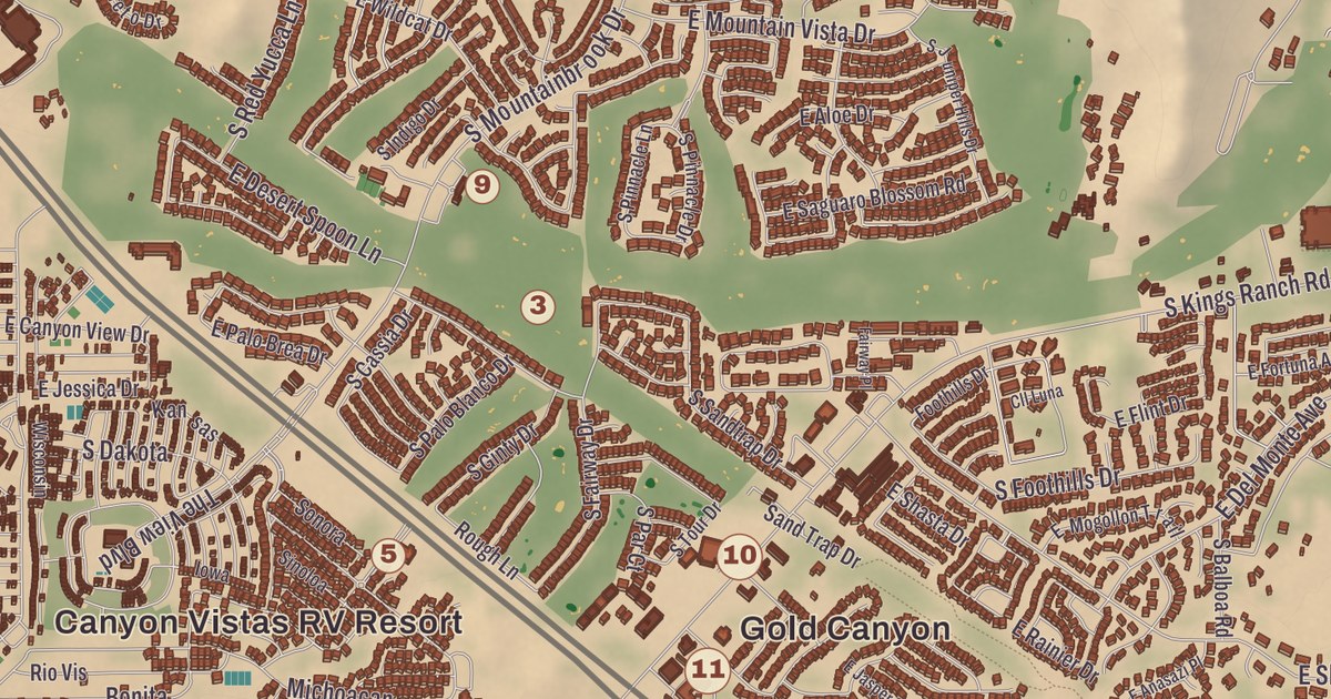 Beautifully Detailed Map of Gold Canyon, Arizona
