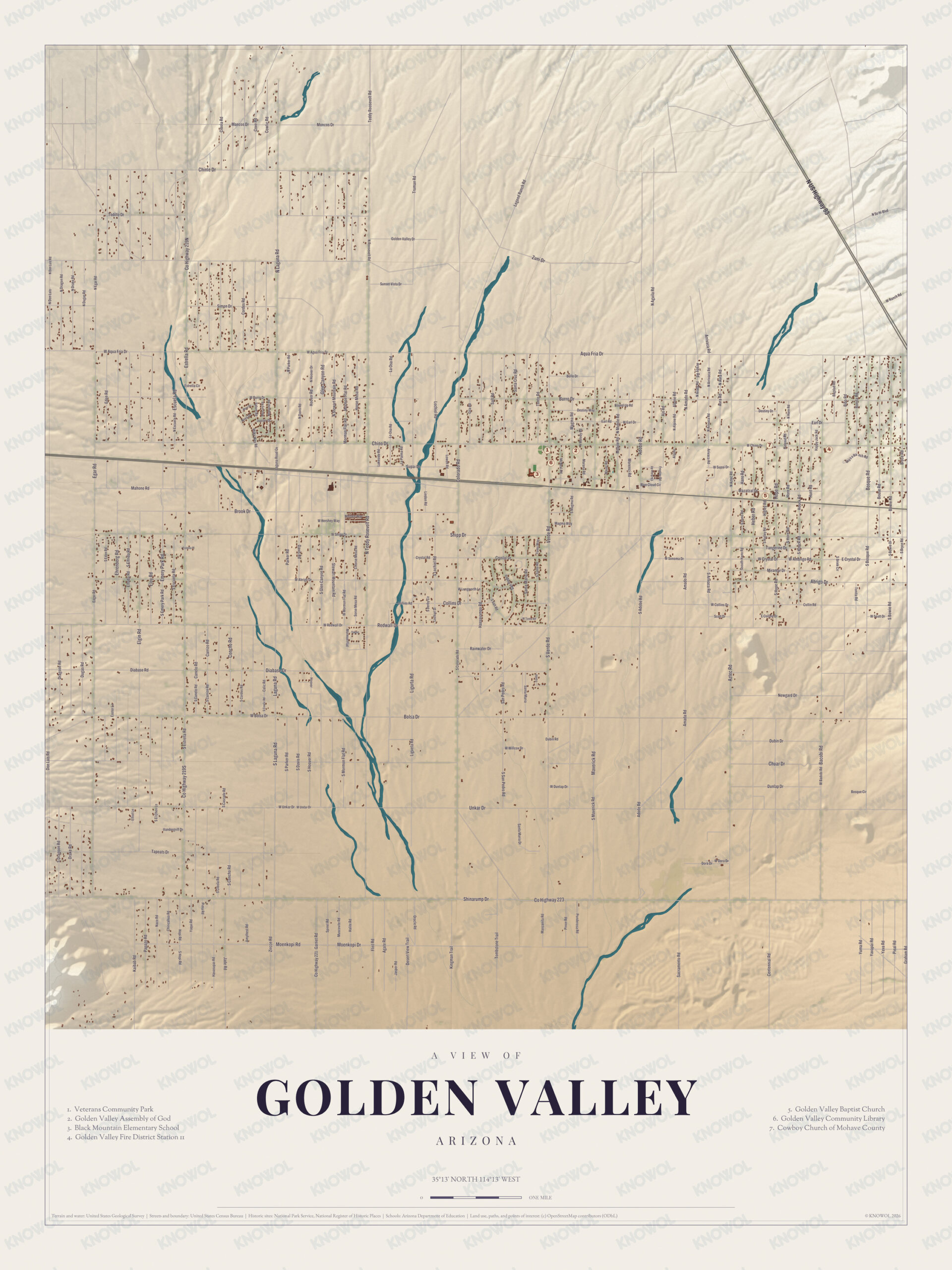 Map of Golden Valley, Arizona