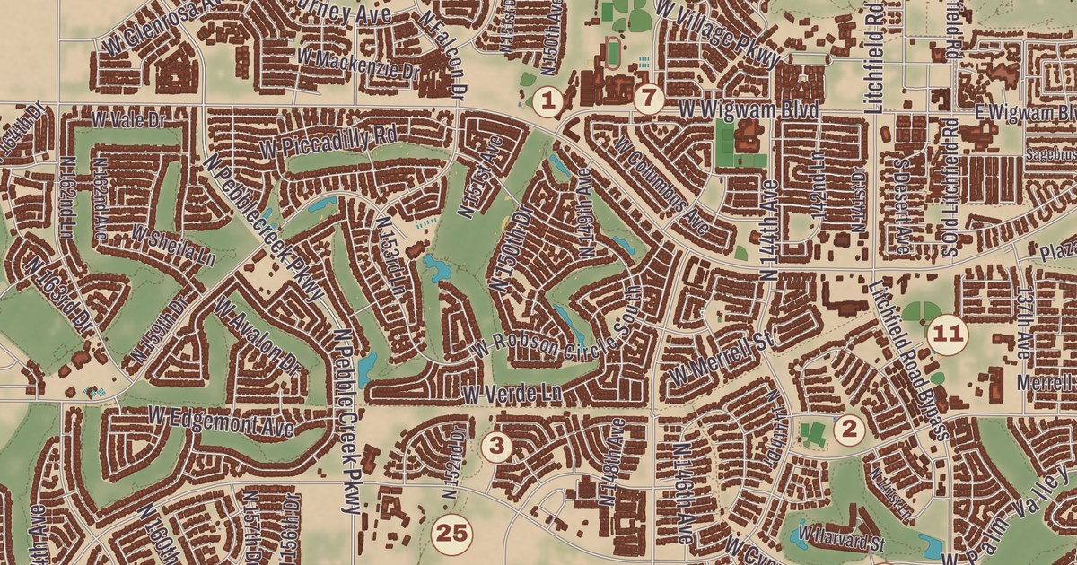 Beautifully Detailed Map of Goodyear, Arizona
