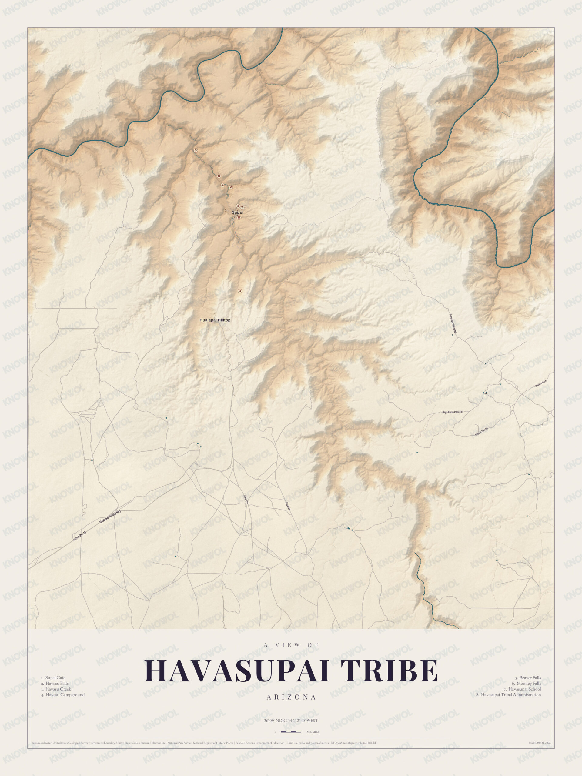 Map of Havasupai Tribe, Arizona