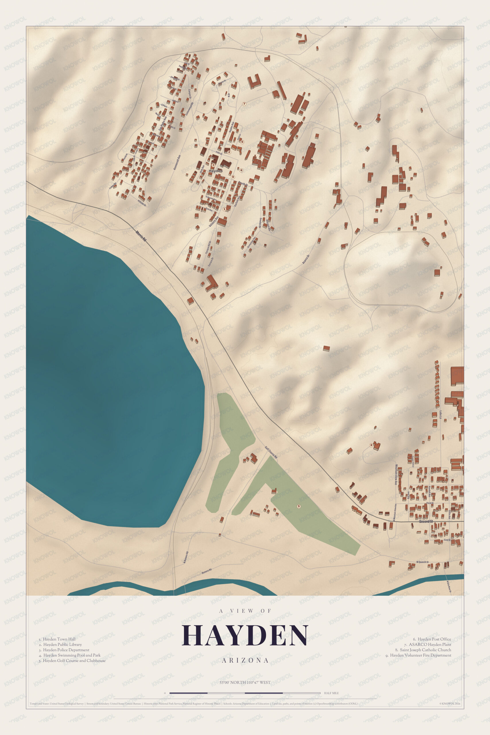 Map of Hayden, Arizona