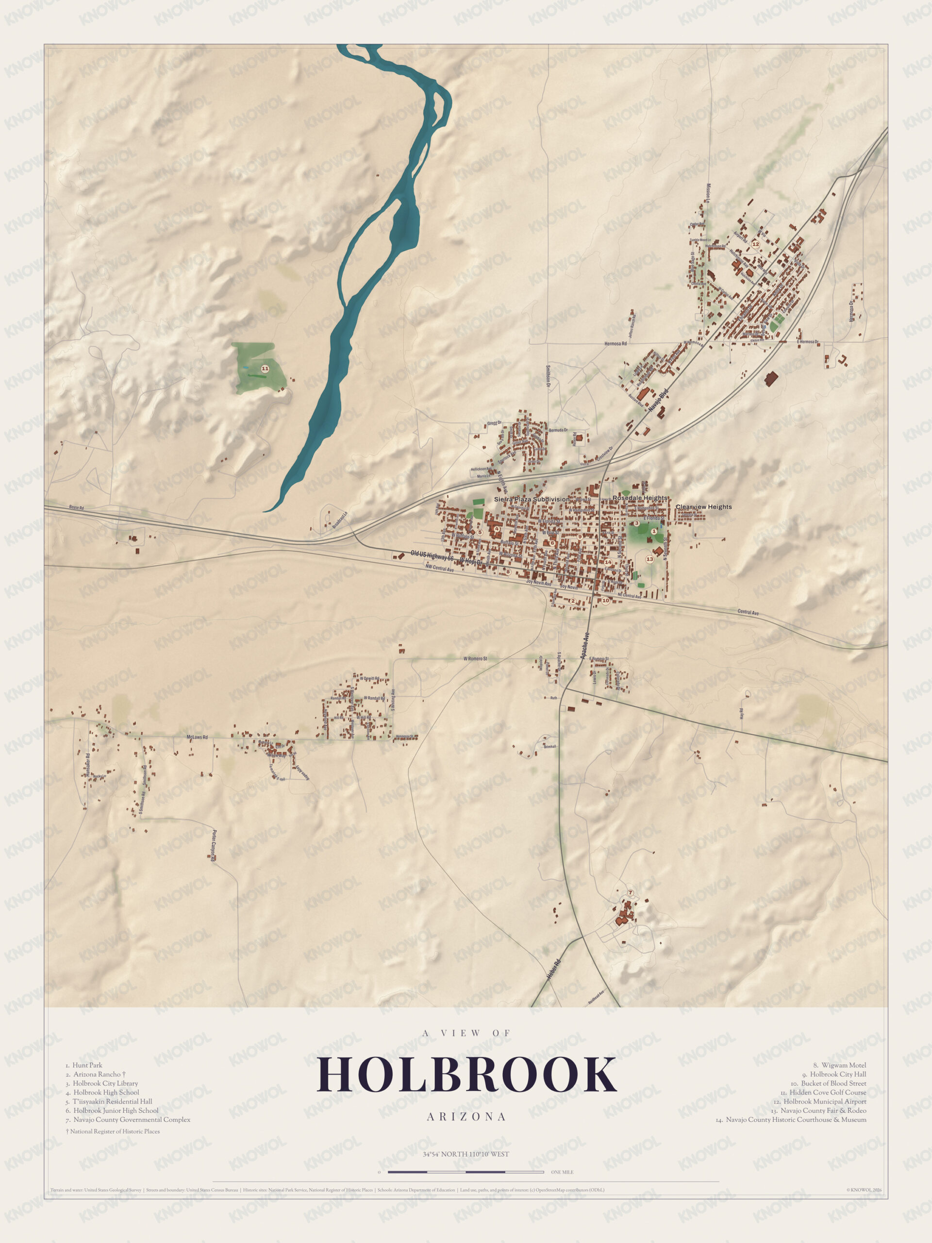 Map of Holbrook, Arizona