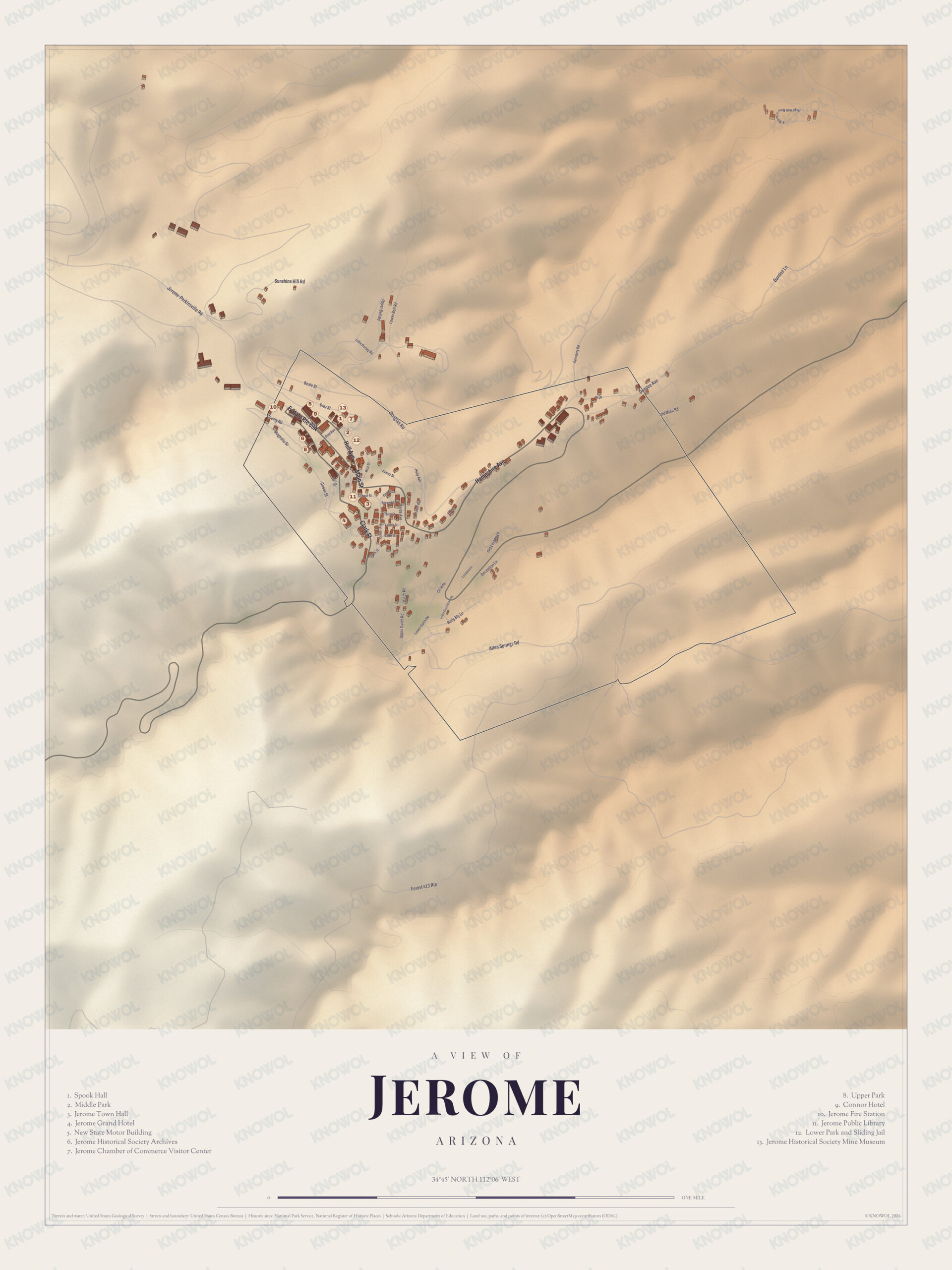 Map of Jerome, Arizona