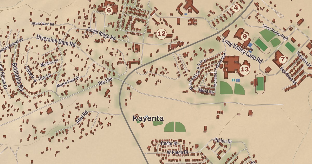 Beautifully Detailed Map of Kayenta, Arizona