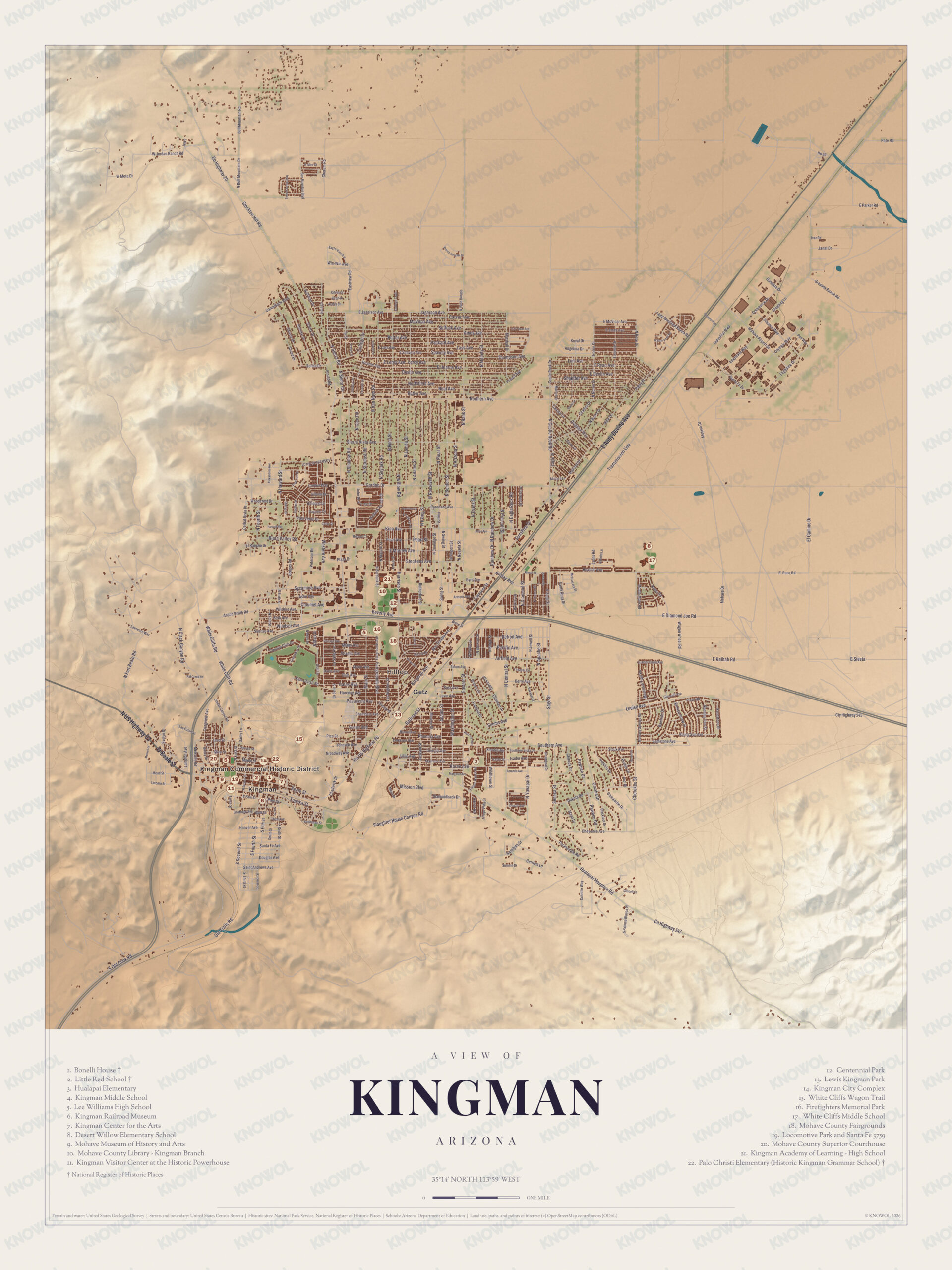 Map of Kingman, Arizona