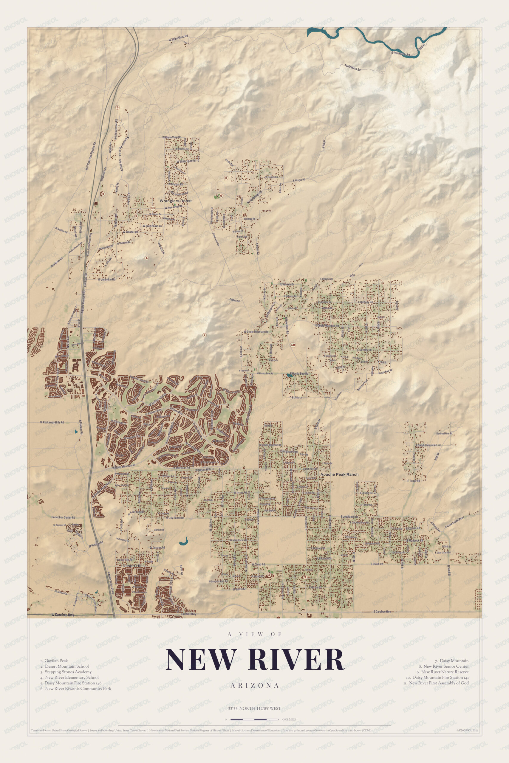 Map of New River, Arizona