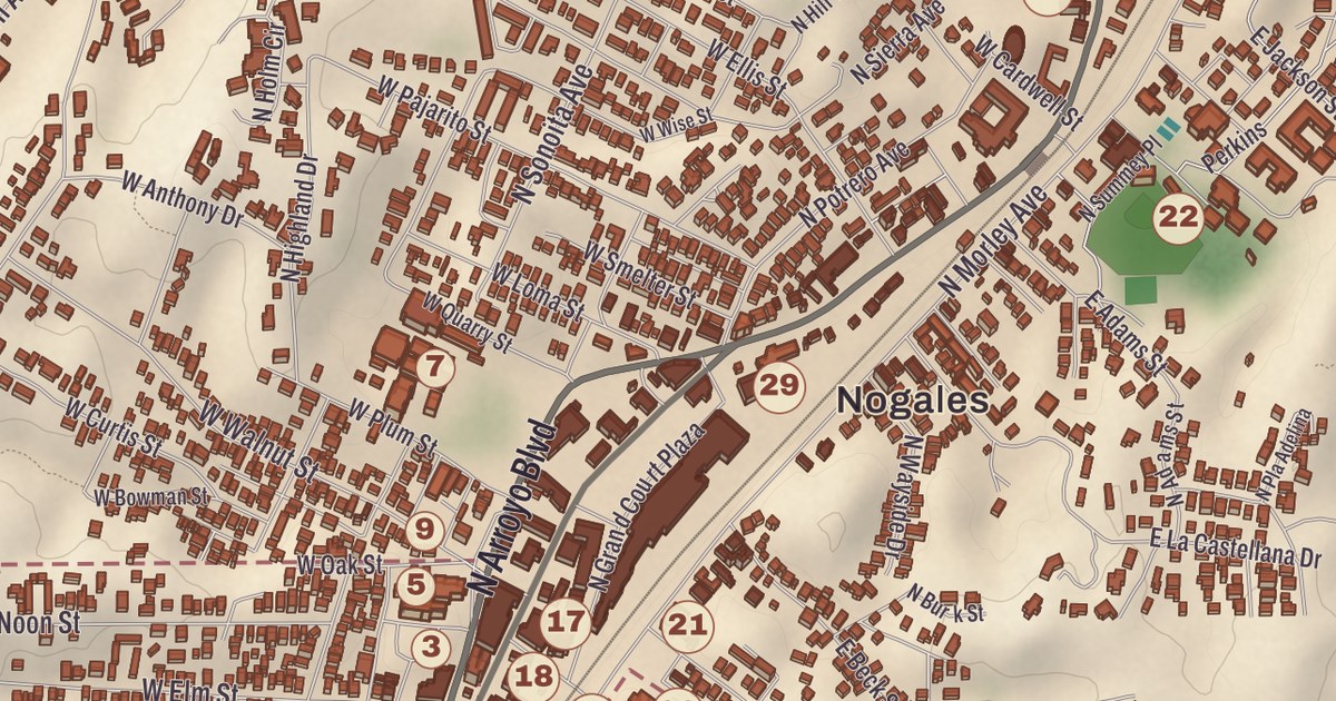 Beautifully Detailed Map of Nogales, Arizona