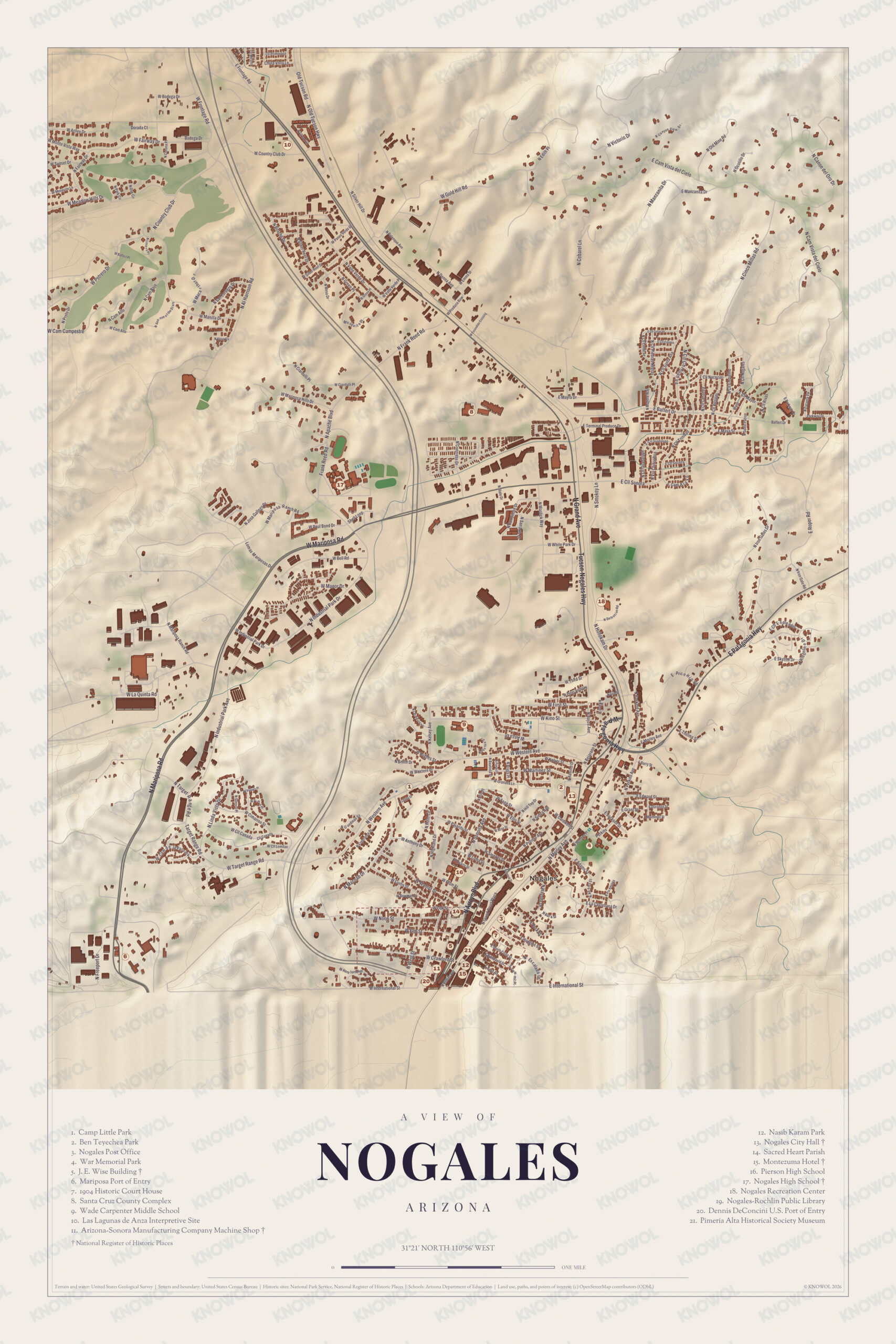 Map of Nogales, Arizona