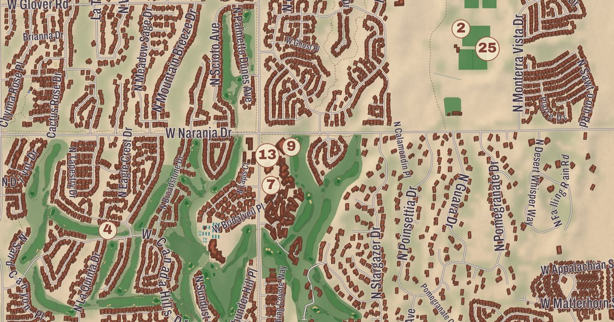 Beautifully Detailed Map of Oro Valley, Arizona