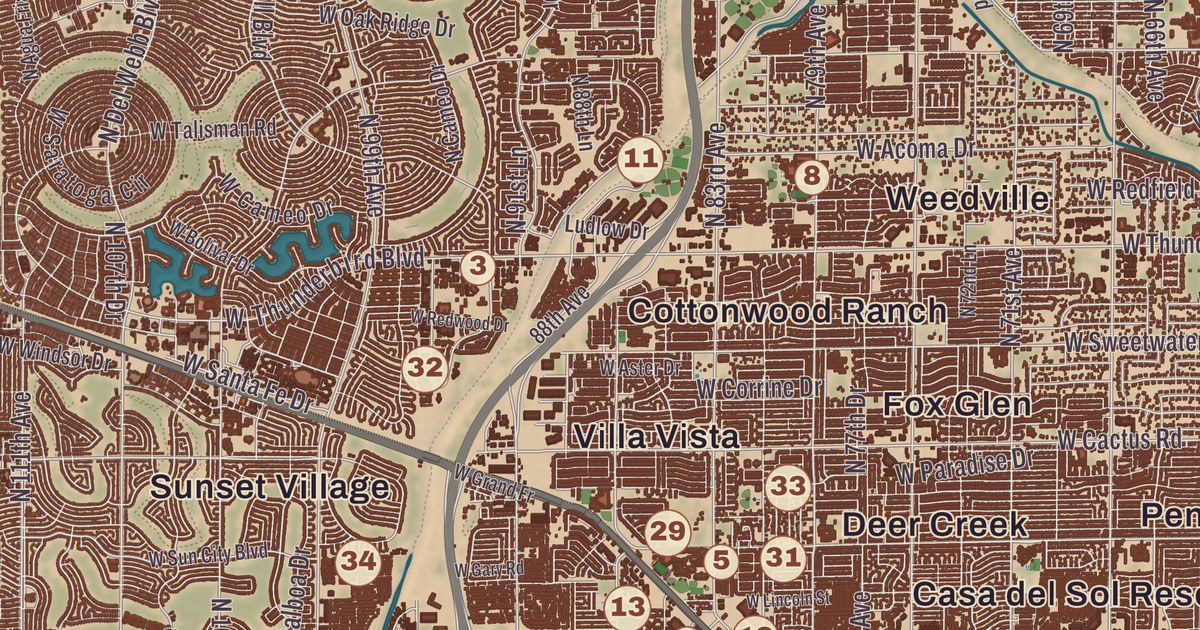 Beautifully Detailed Map of Peoria, Arizona