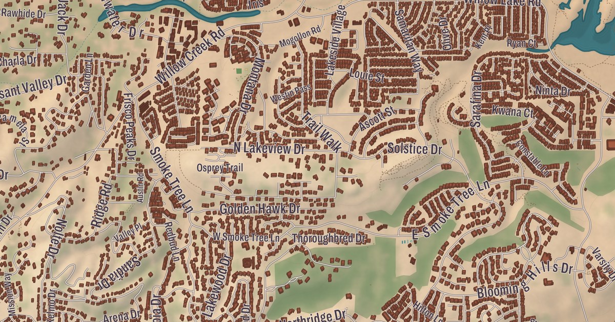 Beautifully Detailed Map of Prescott, Arizona