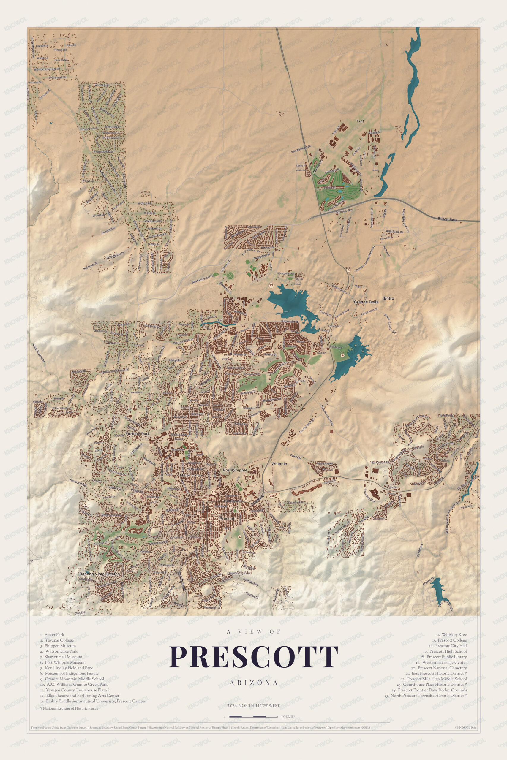 Map of Prescott, Arizona